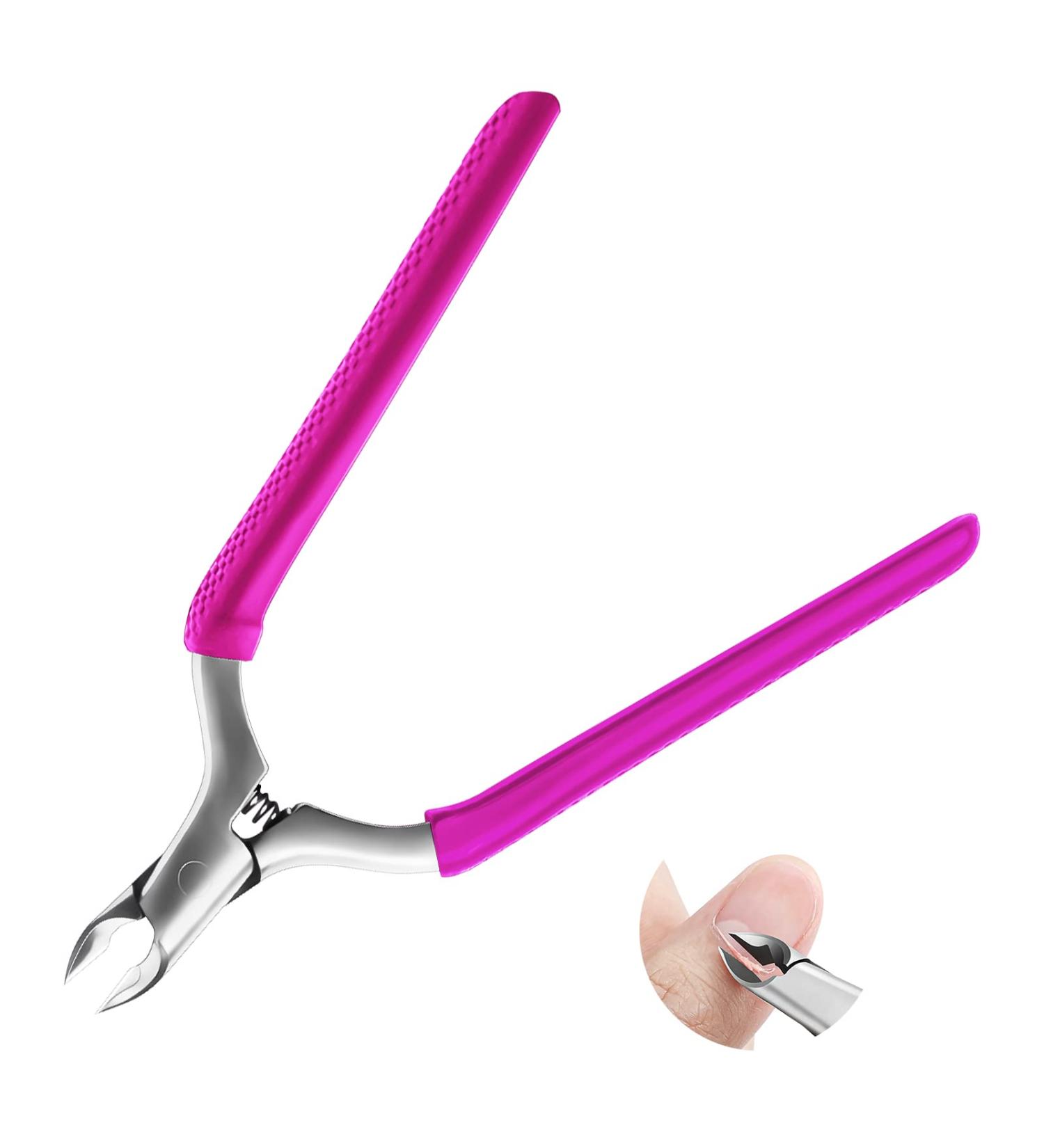 CGBE Professional Nail Skin Pliers - Stainless Steel Cuticle Remover & Nail Shaver with Non-Slip Handle for Precise Nail & Toenail Care - Pink - Buy Online on GoSupps.com