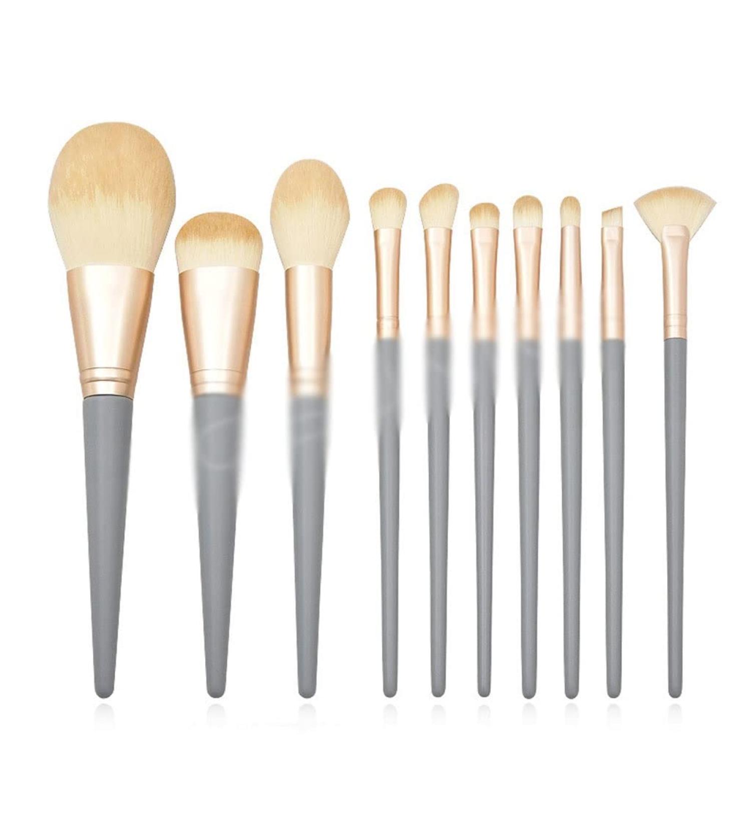 10 Wooden Handle Makeup Brush Set | Premium Matte Powder Makeup Tools for Flawless Application - Buy Online on GoSupps.com