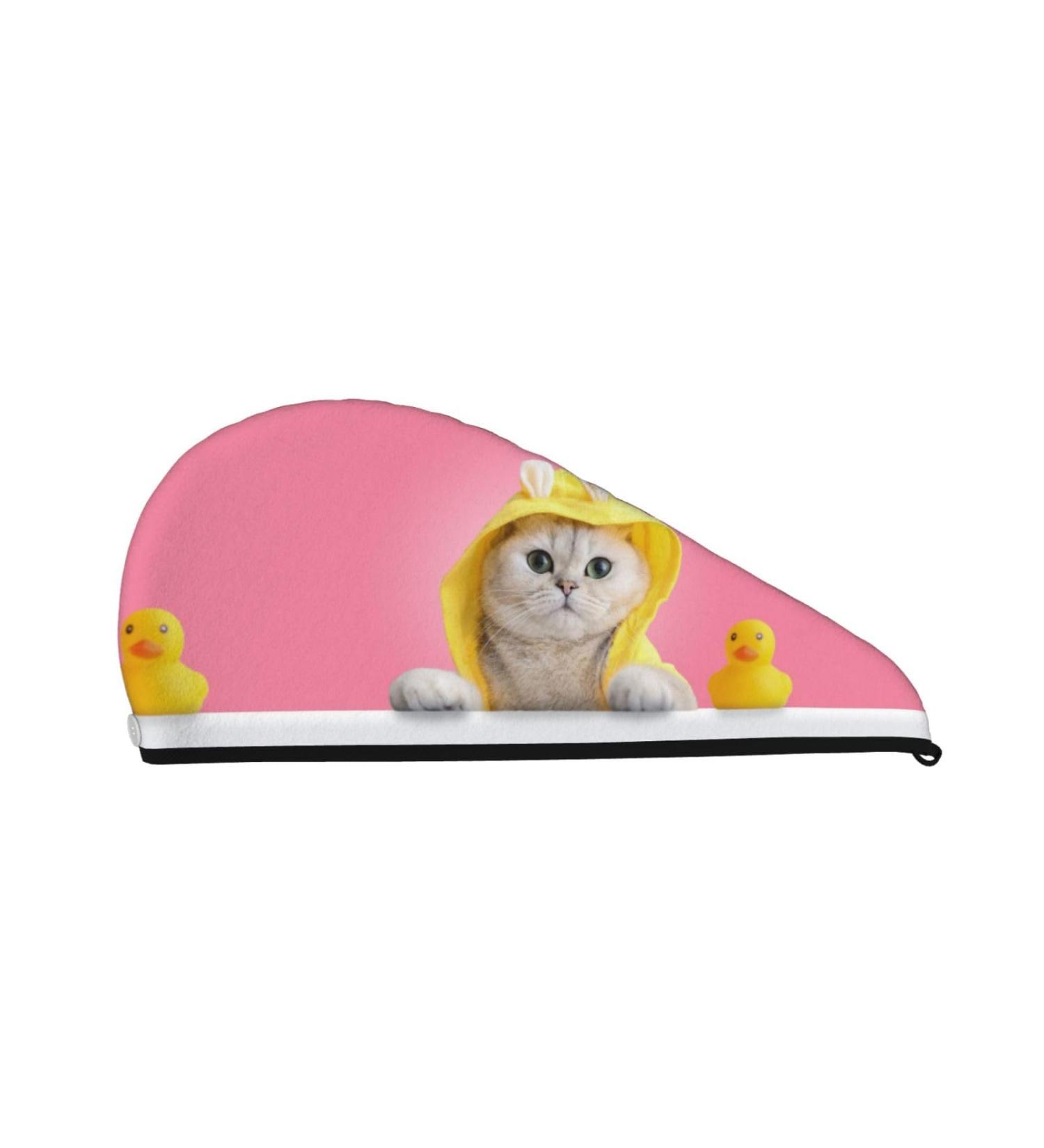 Funny Cat Hair Towel Wrap - Quick Drying Hair Turban with Button | Perfect for Smooth Speedy Hair Drying - Buy Online on GoSupps.com