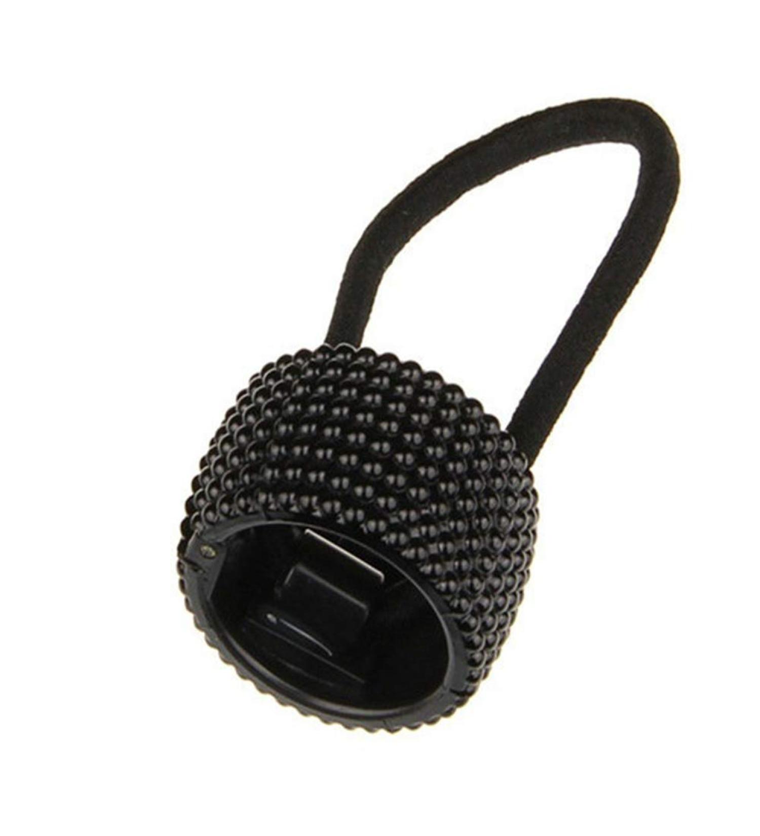 Zhouba Metal Hair Tie for Women - Punk Rivet Circle Ring Ponytail Holder Elastic Hair Cuff & Rope Accessories in Black - Buy Online on GoSupps.com