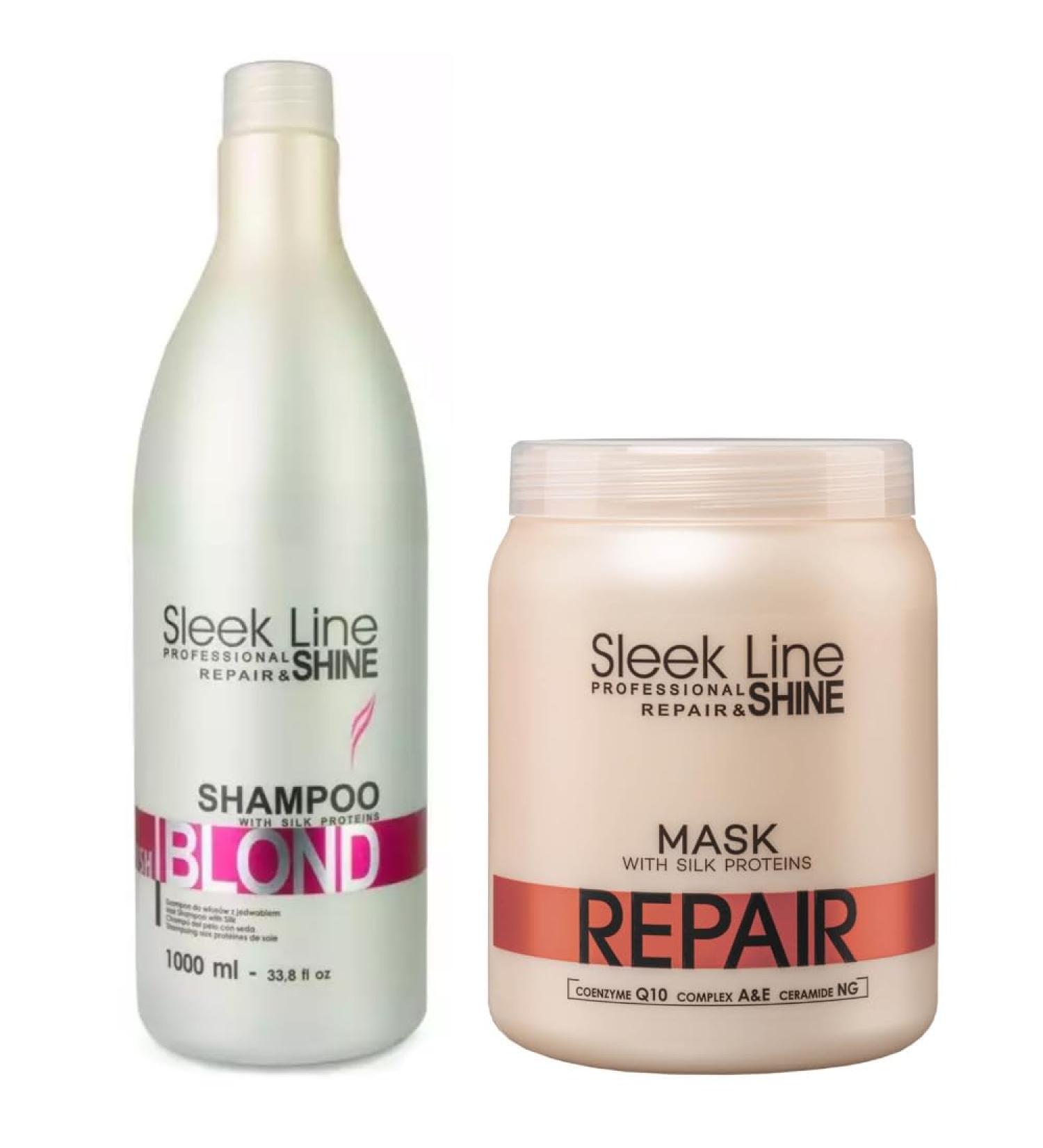 STAPIZ SLEEK LINE BLOND Shampoo & Stapiz hair mask hair treatment for bleached and red hair 2 x 1000 ml shampoo blond hair & mask for intensive care