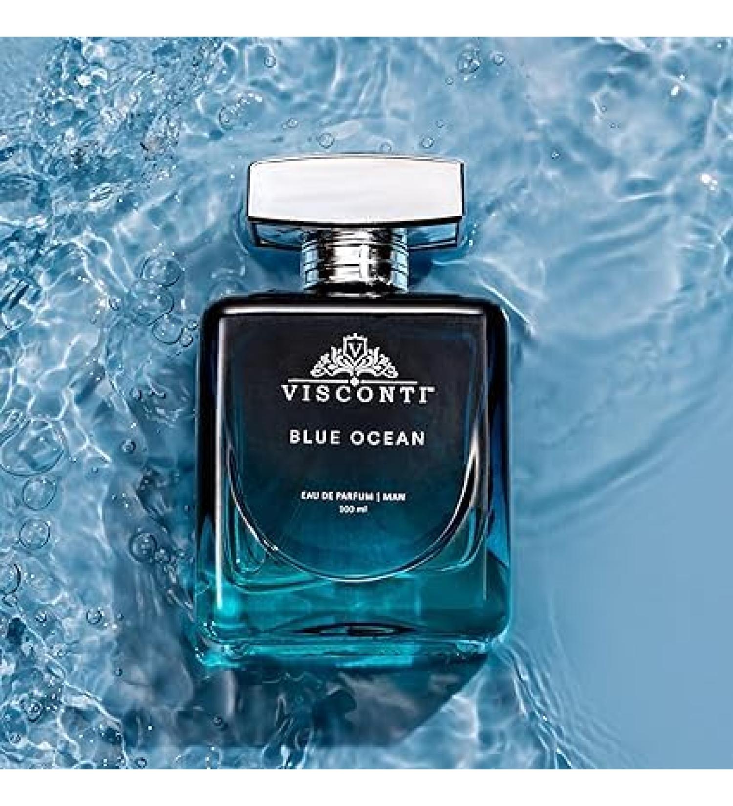 Visc..onti Blue Ocean Perfume For Men Eau De Parfum Aquatic Fragrance with Citrus Fruity Musk & Cedarwood Long Lasting Scent and Anti-Stain Luxury Perfumes Outing & Sports 100 ml - Buy Online on GoSupps.com