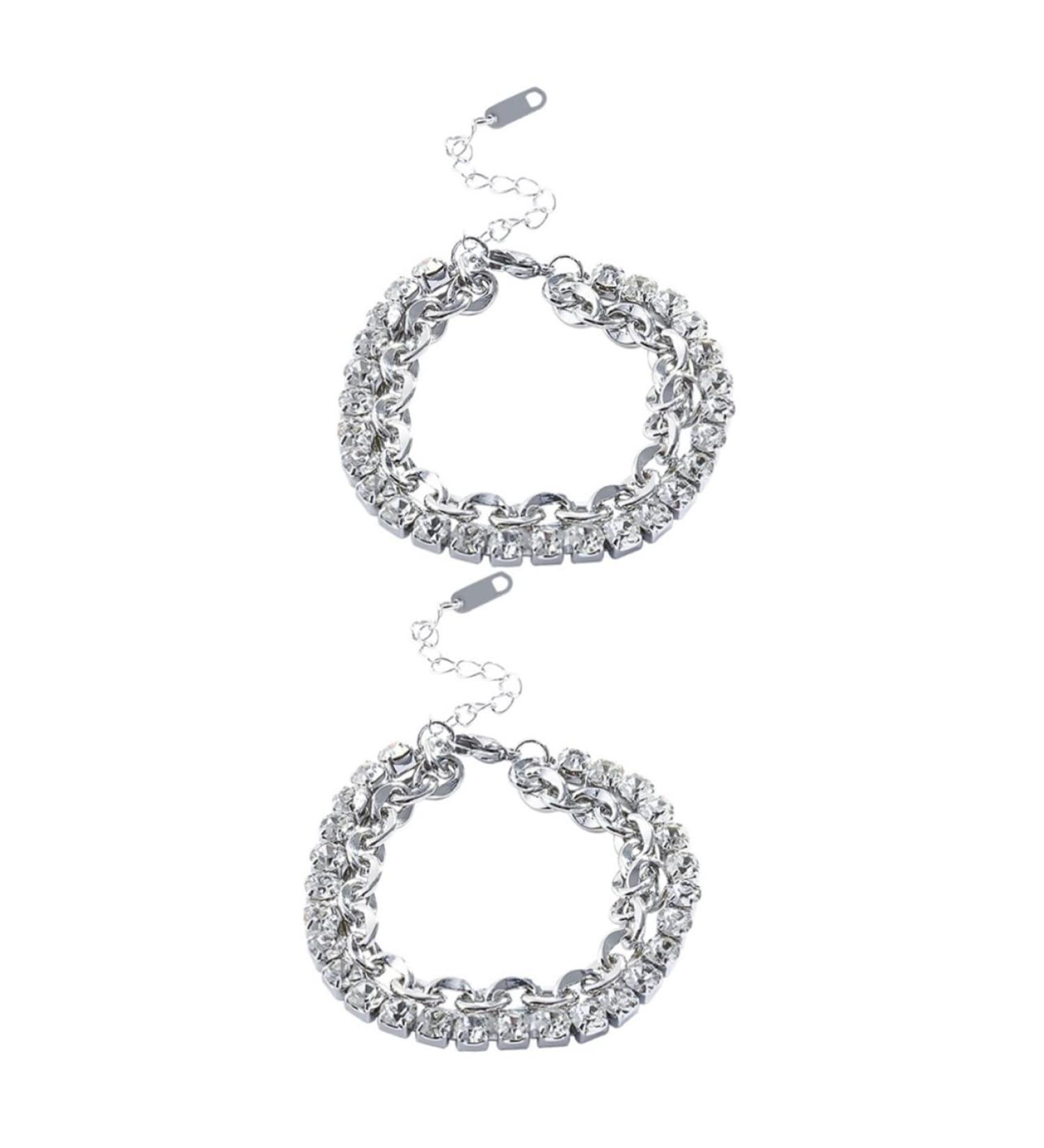 PACKOVE 2pcs Rhinestone Bracelet Wrist Bracelet Delicate Bracelet Girls Bracelet Women Bracelets Layering Bracelets Chain Bracelet Personalized Bracelet Charm Alloy Miss Chained - Buy Online on GoSupps.com