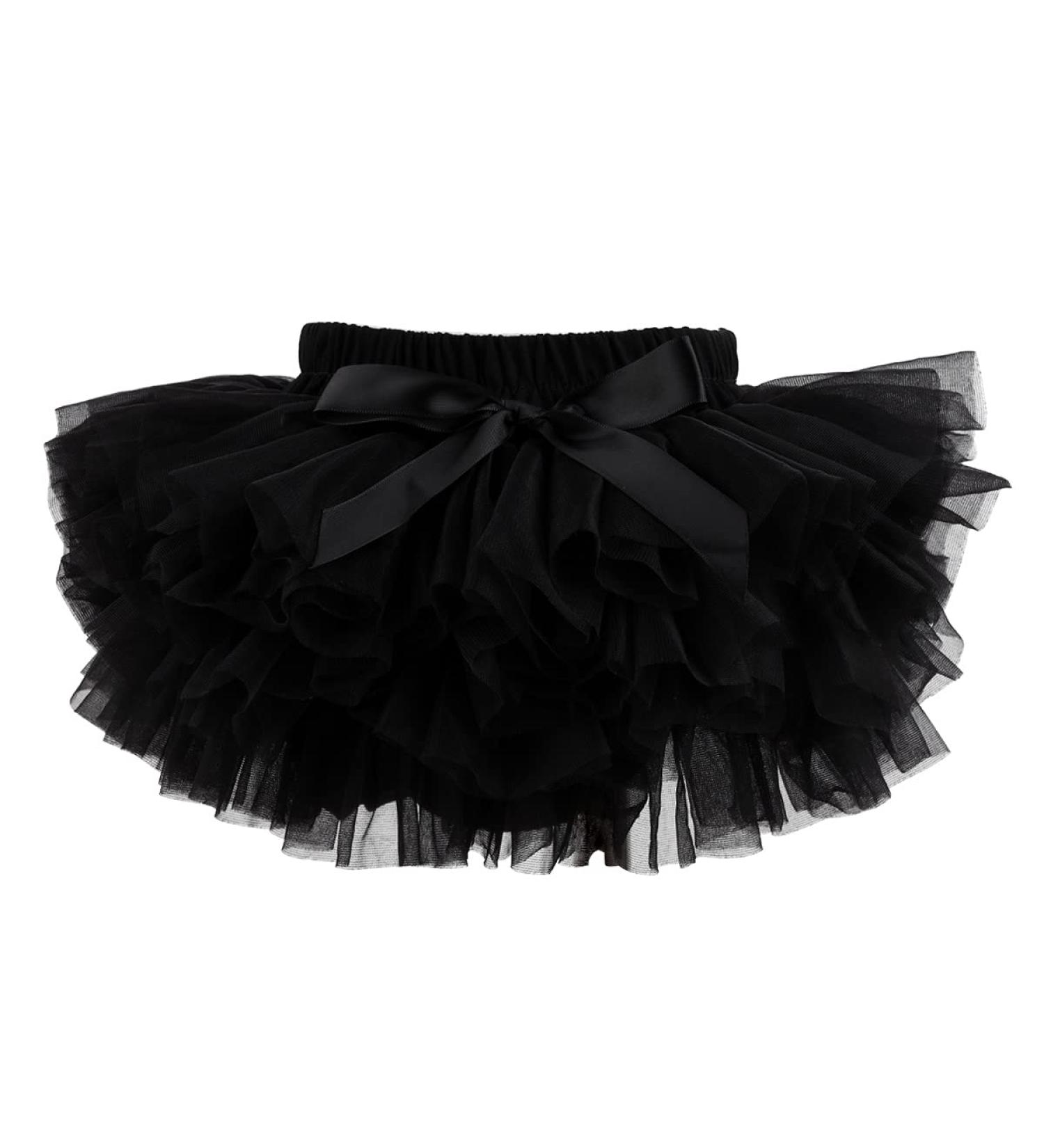Hoolchean Baby Girls Super Soft Fluffy Tutu Skirt with Diaper Cover Bloomer - 0-6 Months (Black) - Buy Online on GoSupps.com