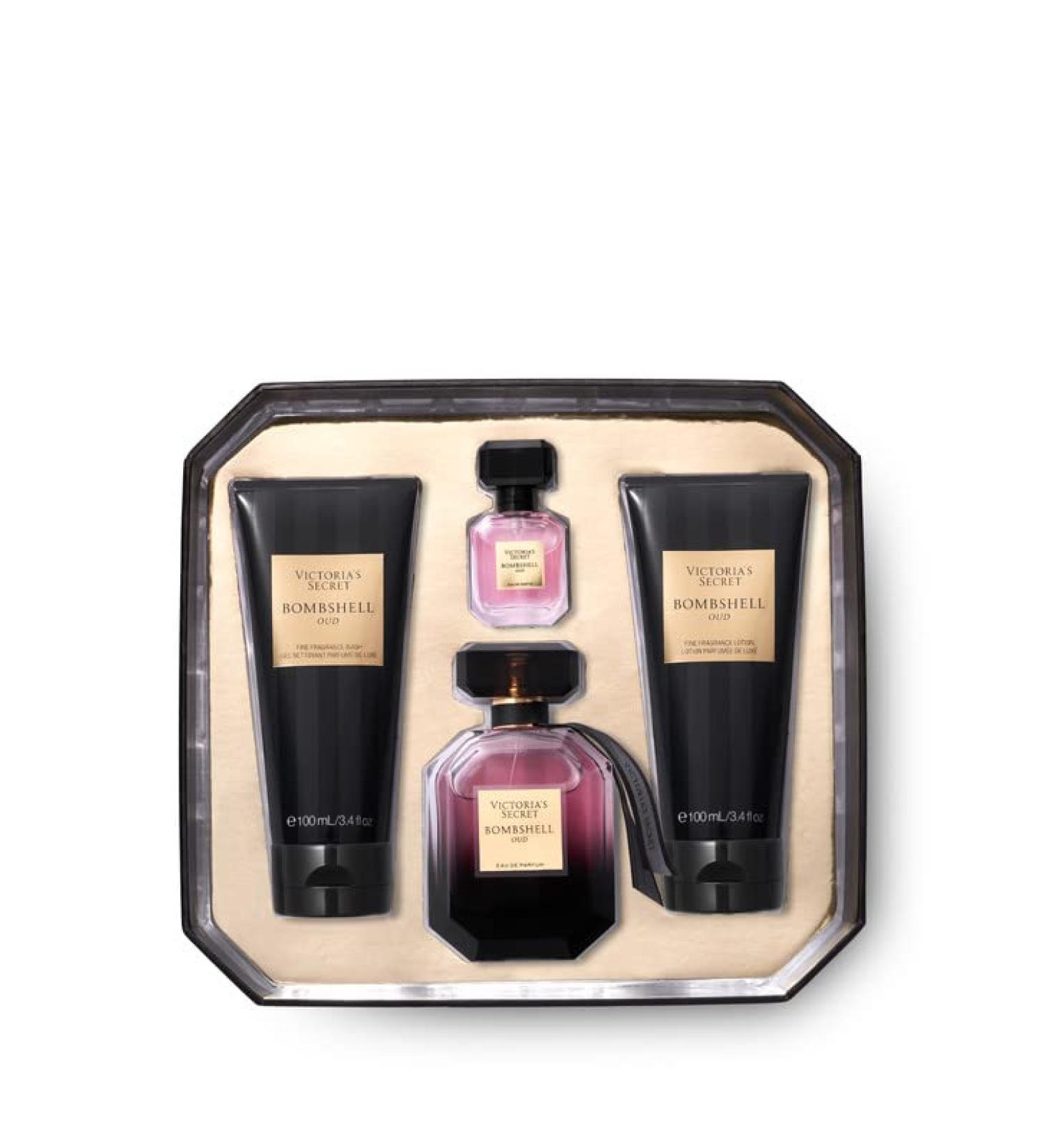 Victoria's Secret Bombshell Oud 4 Piece Gift Set - Eau de Parfum Body Wash Body Lotion & Mini Parfum | International Shipping Available - Buy Online on GoSupps.com