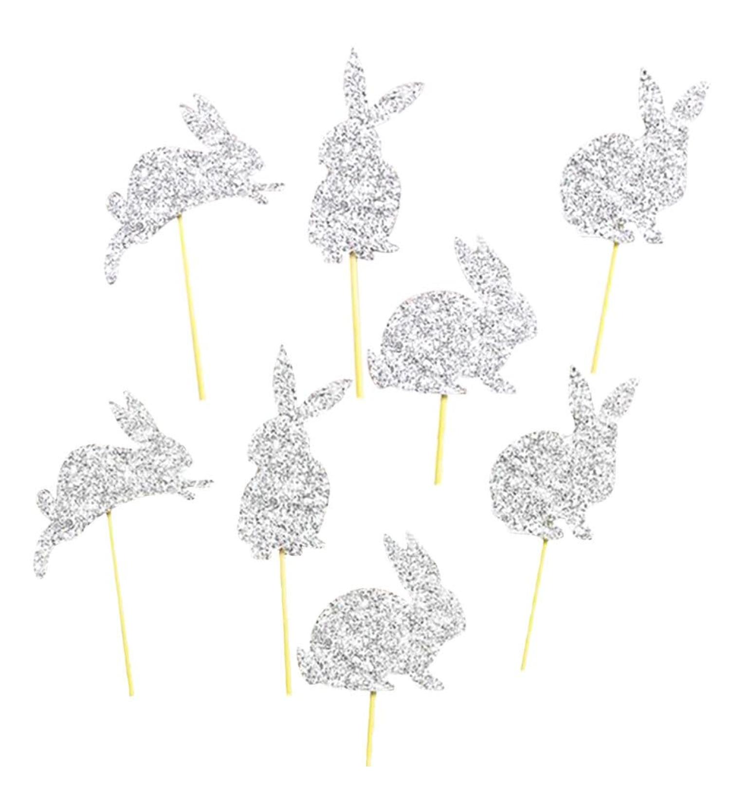 8 Pcs 4 Types Bunny Cupcake Toppers Rabbit Cake Toppers Birthday Party Easter Cake Decoration (Silver) LM - Buy Online on GoSupps.com