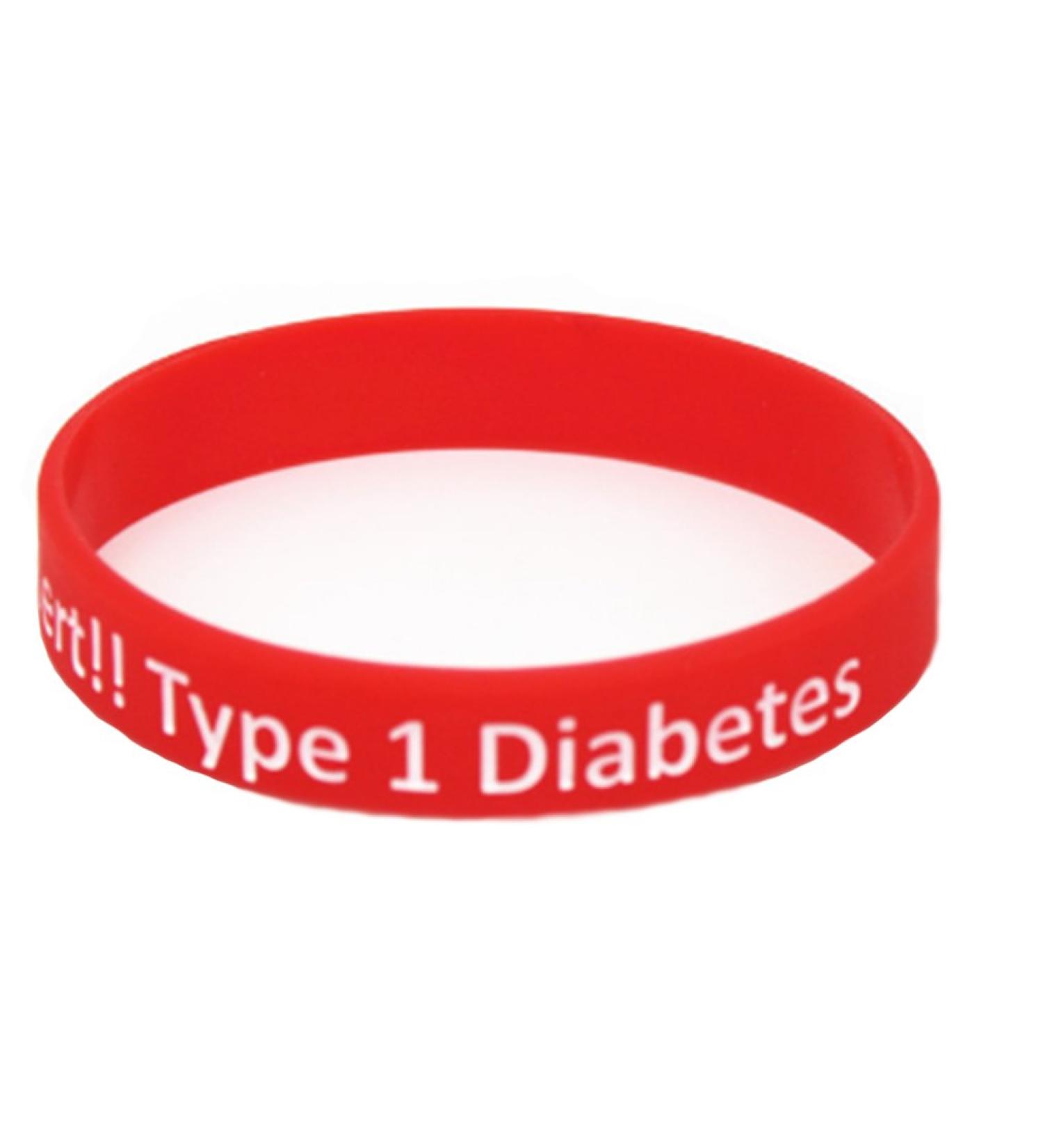 Diabetic Medical Alert Type 1 Diabetes Insulin Dependent Silicone Bracelet Wristband Armband Nurse Bangles Red