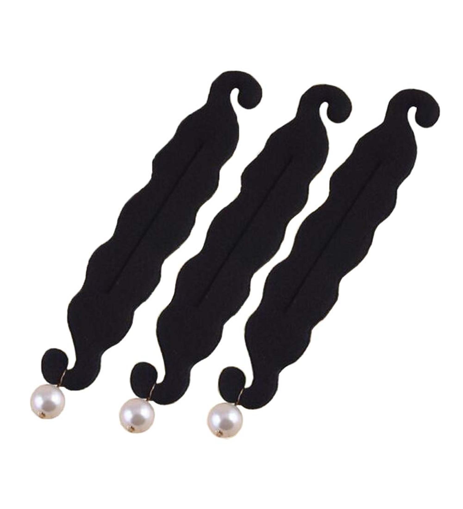 Magic Donut Bun Maker with Pearl Beads - Foam Sponge Hair Styling Tools & Accessories for Women & Girls - 3 Pieces (Black) - Buy Online on GoSupps.com