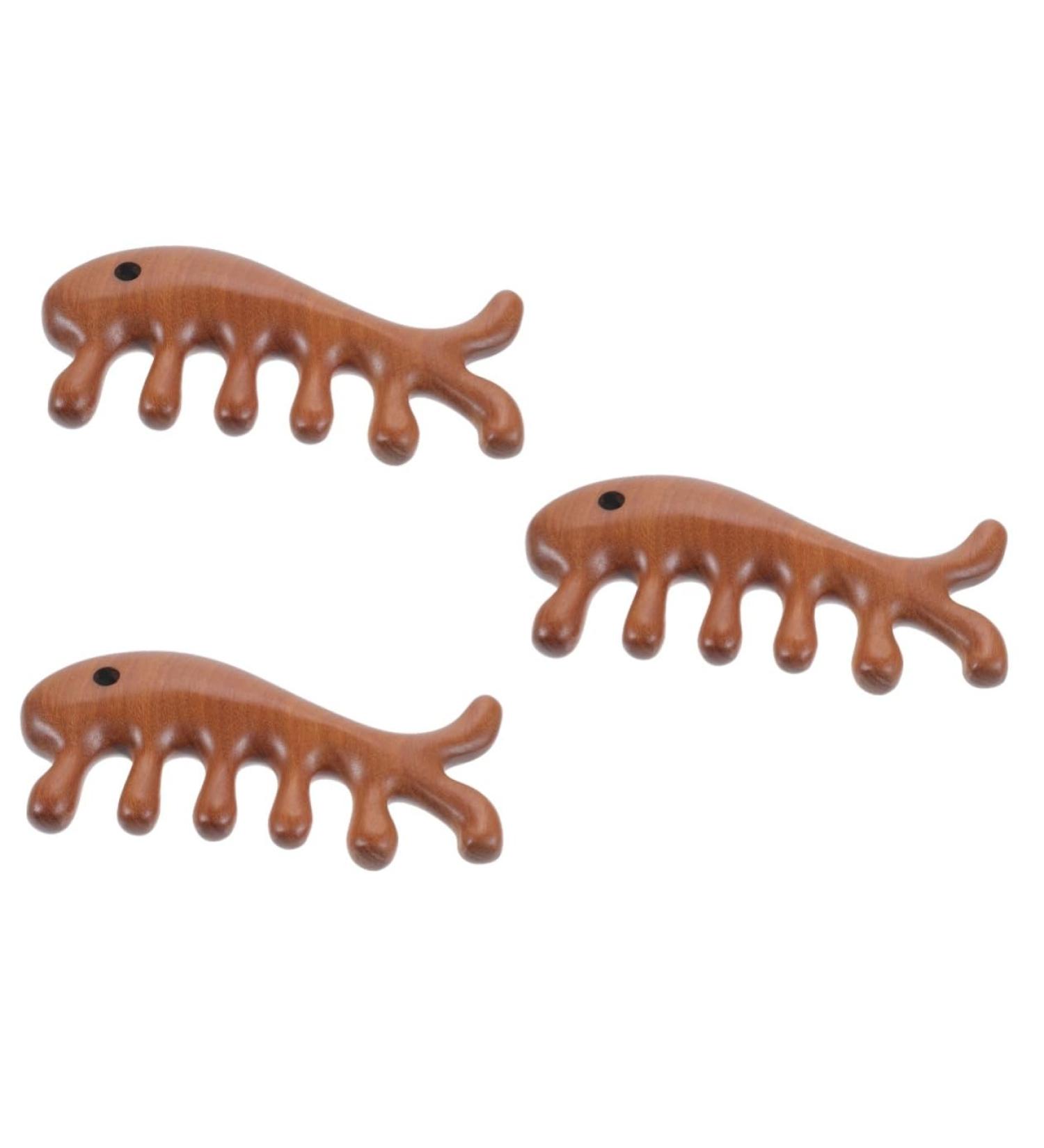 Healvian 3-St Massage Comb | Fish Form Sandalwood Wooden Comb for Men | Hair Removal & Scalp Massager - Buy Online on GoSupps.com
