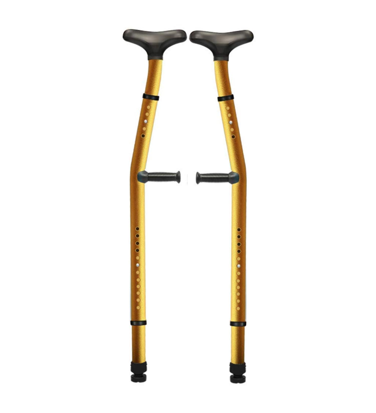 Heavy Medical Underarm Adult Crutches(Pair) Bold Design Crutch Walker with Height Adjustable Super Load Bearing Aluminum Alloy Gold Interesting Bathing in Sunlight - Buy Online on GoSupps.com