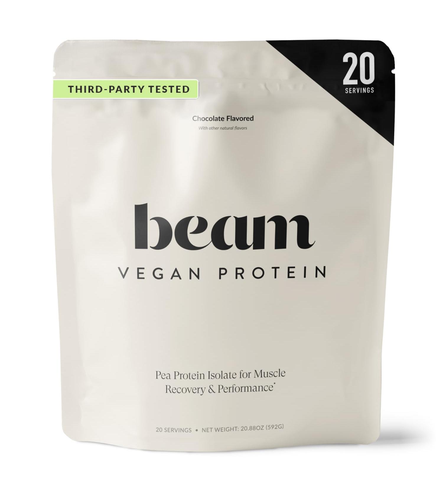 Beam Vegan Protein Powder Organic Pea Protein Isolate 20g Plant-Based Protein per Serving Third-Party Tested No Added Sugar Dairy Free Soy Free Gluten Free 20 Servings Chocolate - Buy Online on GoSupps.com