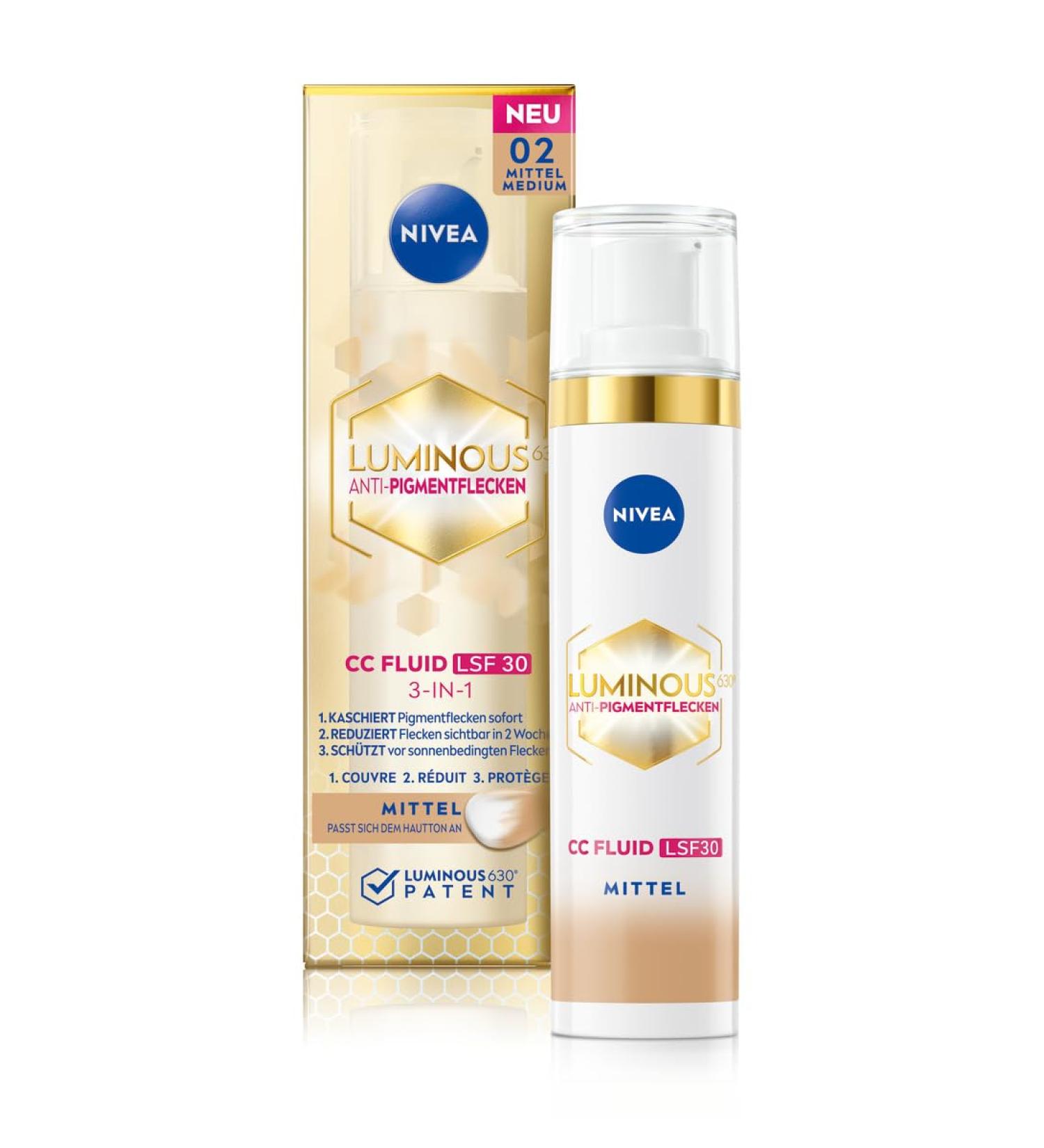NIVEA Luminous 630 Anti-Pigment CC Cream SPF 30 for Medium Skin Tones | 40ml Day Cream with Hyaluron & Micro-Capsized Pigments - Even Complexion - Buy Online on GoSupps.com