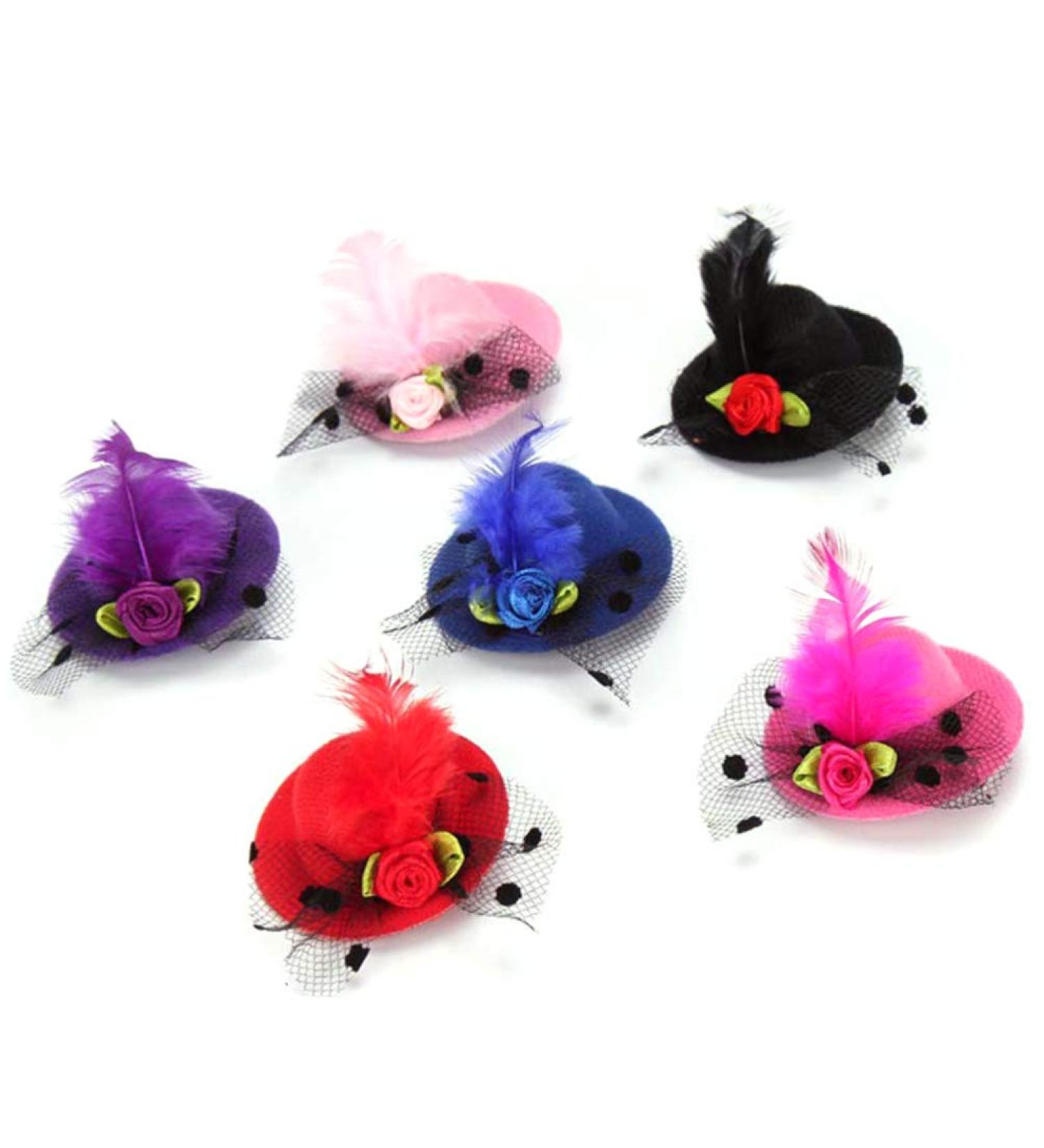 Toyandona Mini Hat Hair Clips - 12 Piece Cute Fascinator Clips for Girls | Stylish Hairpins in Random Colors - Buy Online on GoSupps.com