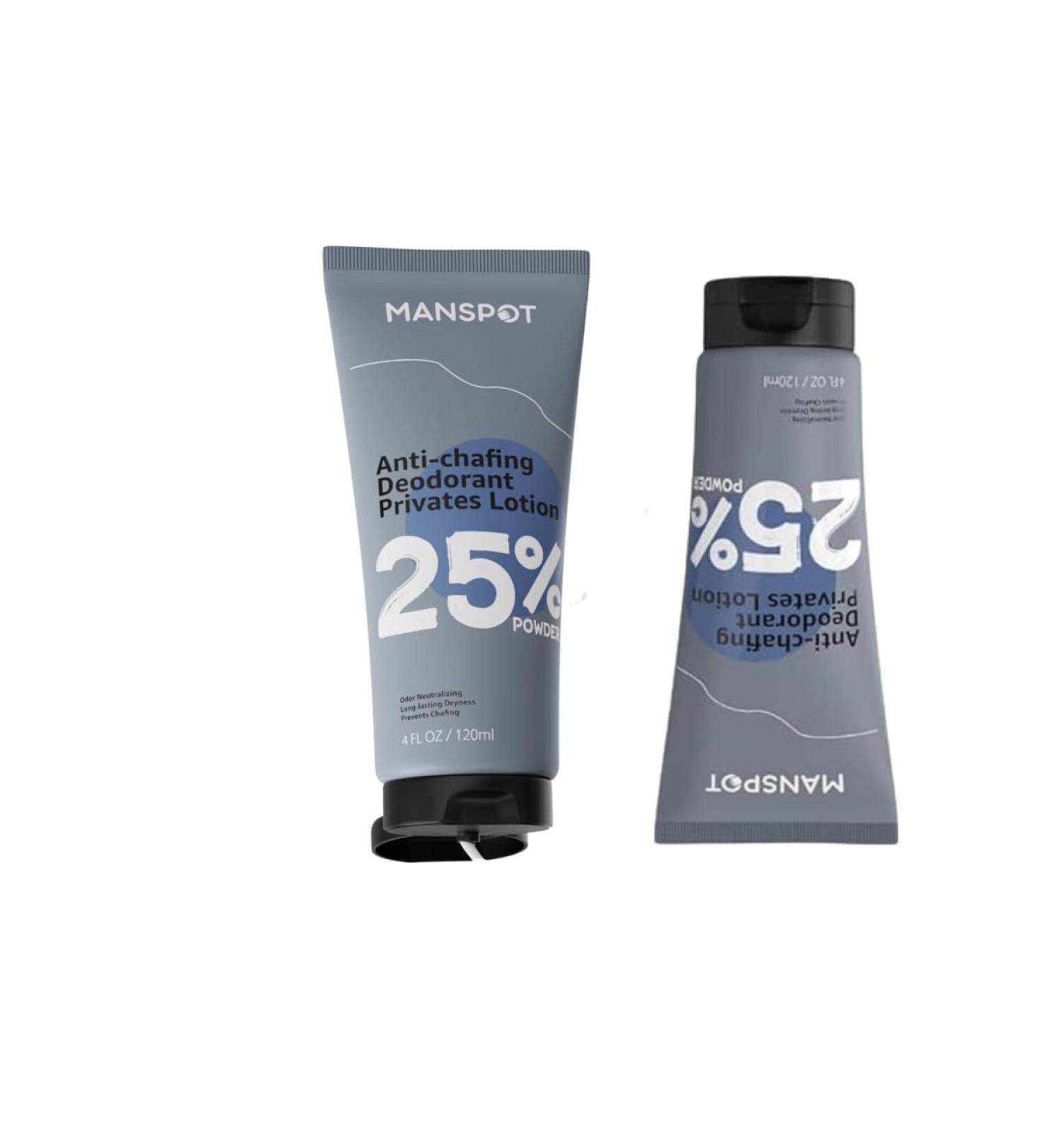 MANSPOT Anti-Chafing Deodorant Lotion for Men - 2024 Ball Groin & Armpit Care - 4 fl oz Anti-Irritant & Long-Lasting Protection - Buy Online on GoSupps.com