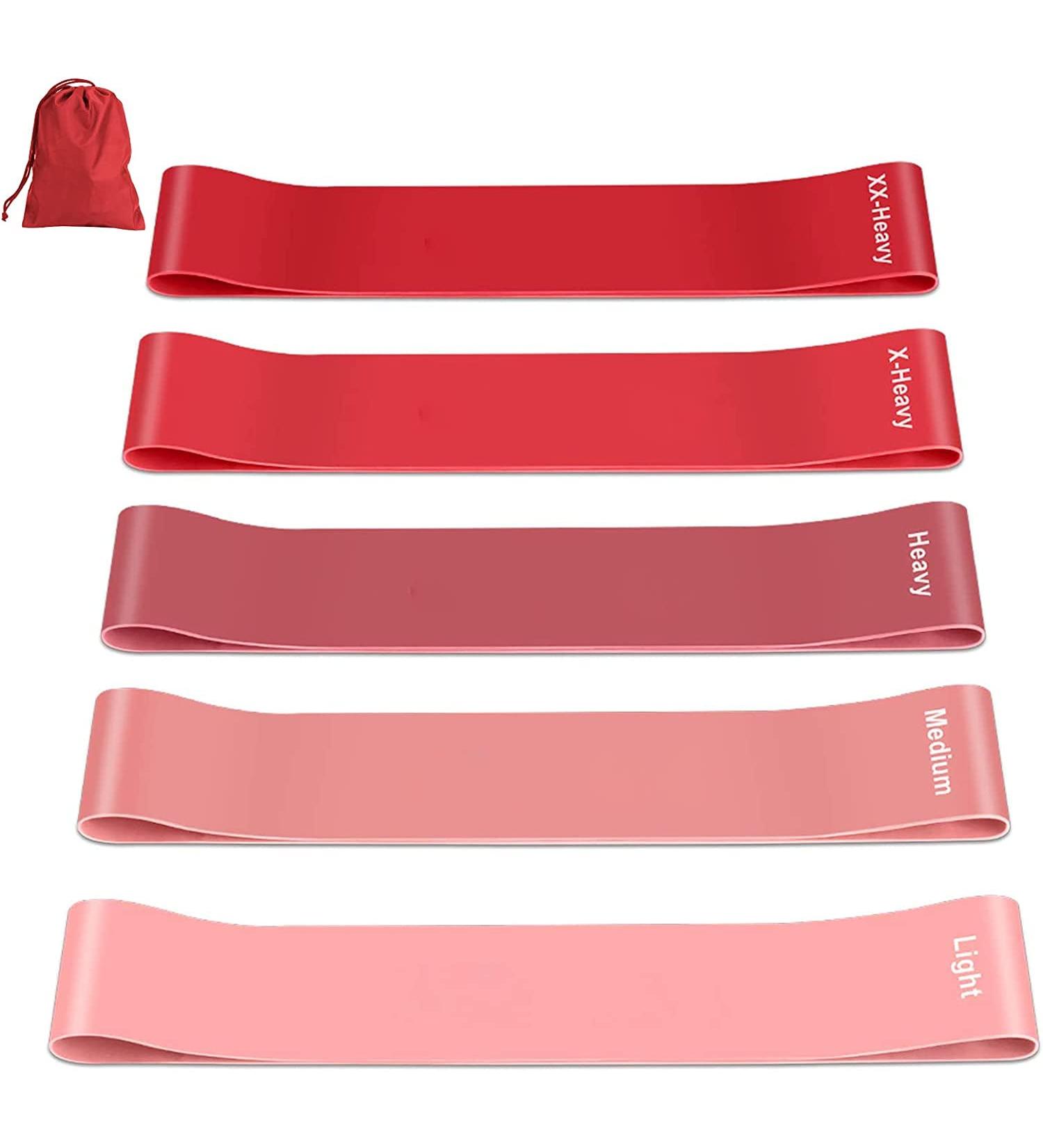 Buy Fitness Straps Set of 5 | Skin-Friendly Resistance Bands for Muscle Building Yoga & CrossFit - Pink - Buy Online on GoSupps.com