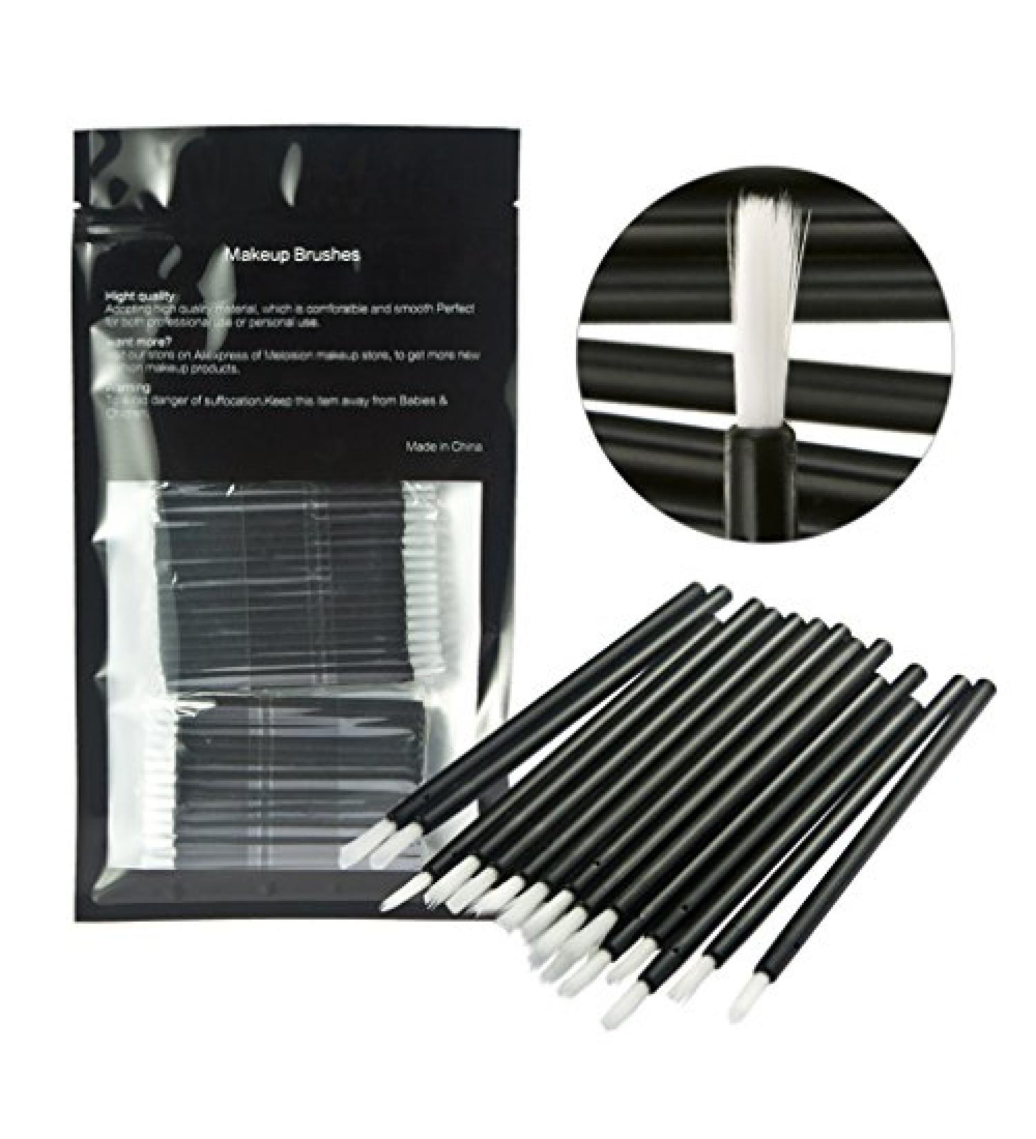 100 Pcs Disposable Makeup Lip Brushes - Soft Lipstick & Lip Gloss Applicators | Black Cosmetic Wands for Perfect Lips - Buy Online on GoSupps.com