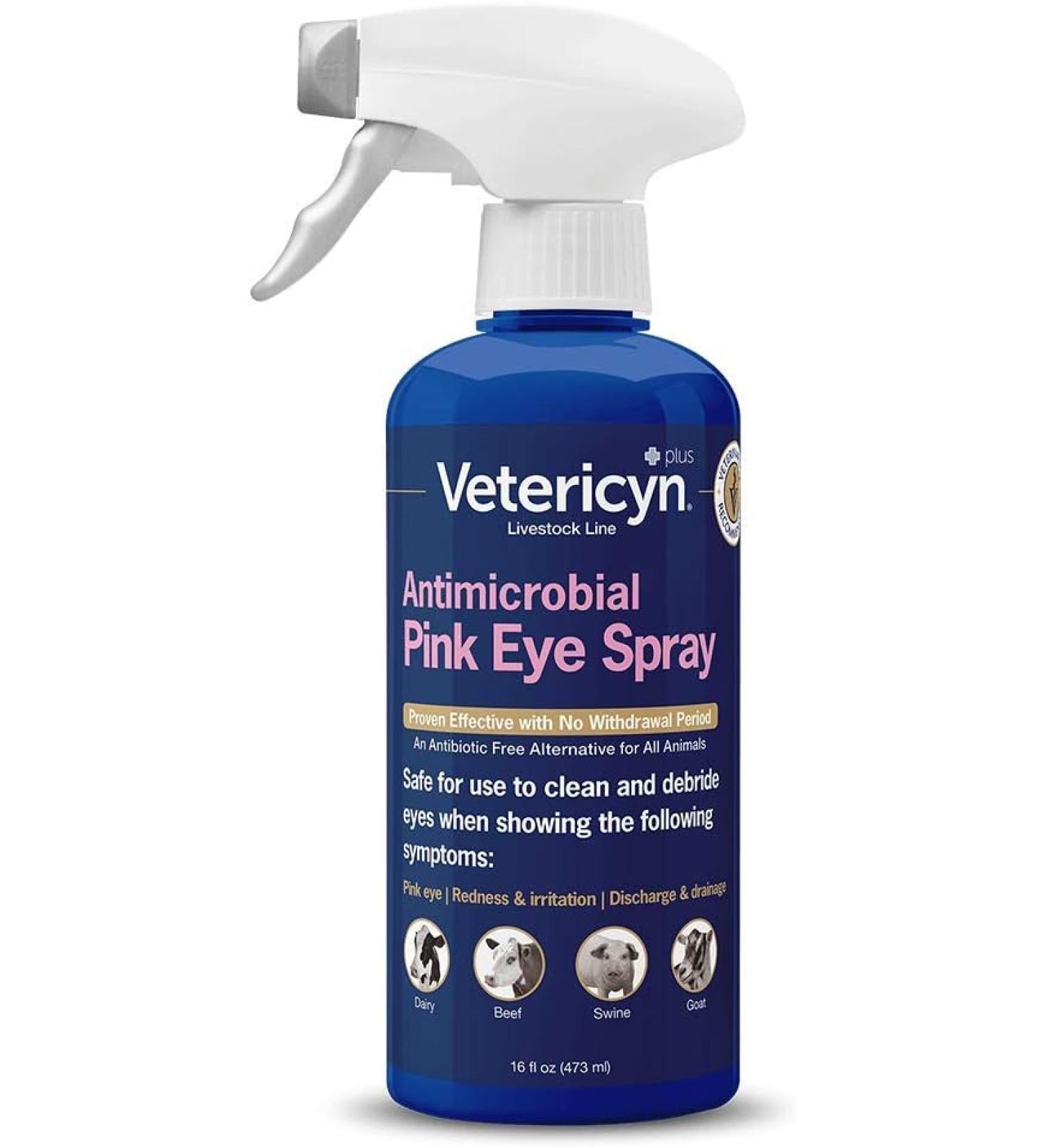 Pink Eye Spray by Vetericyn | Eye Spray for All Animals to Relieve Redness Irritation and Discharge - 16-ounce - Buy Online on GoSupps.com