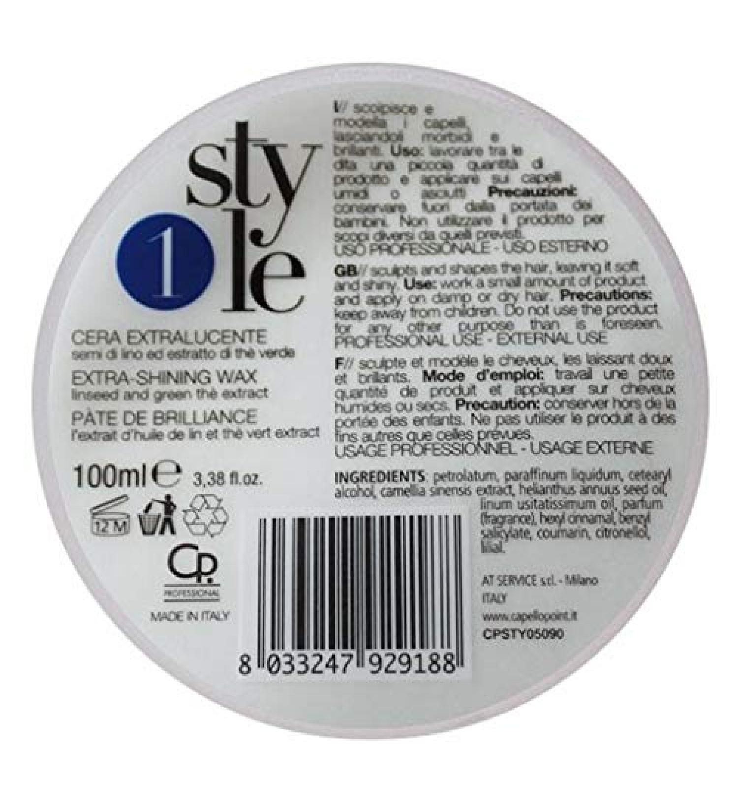 Style - Transparent Wax Normal Hold - Professional Styling Product, Leaves Hair Soft and Shiny with Linseed Oil and Green Tea Extract - 100 ml