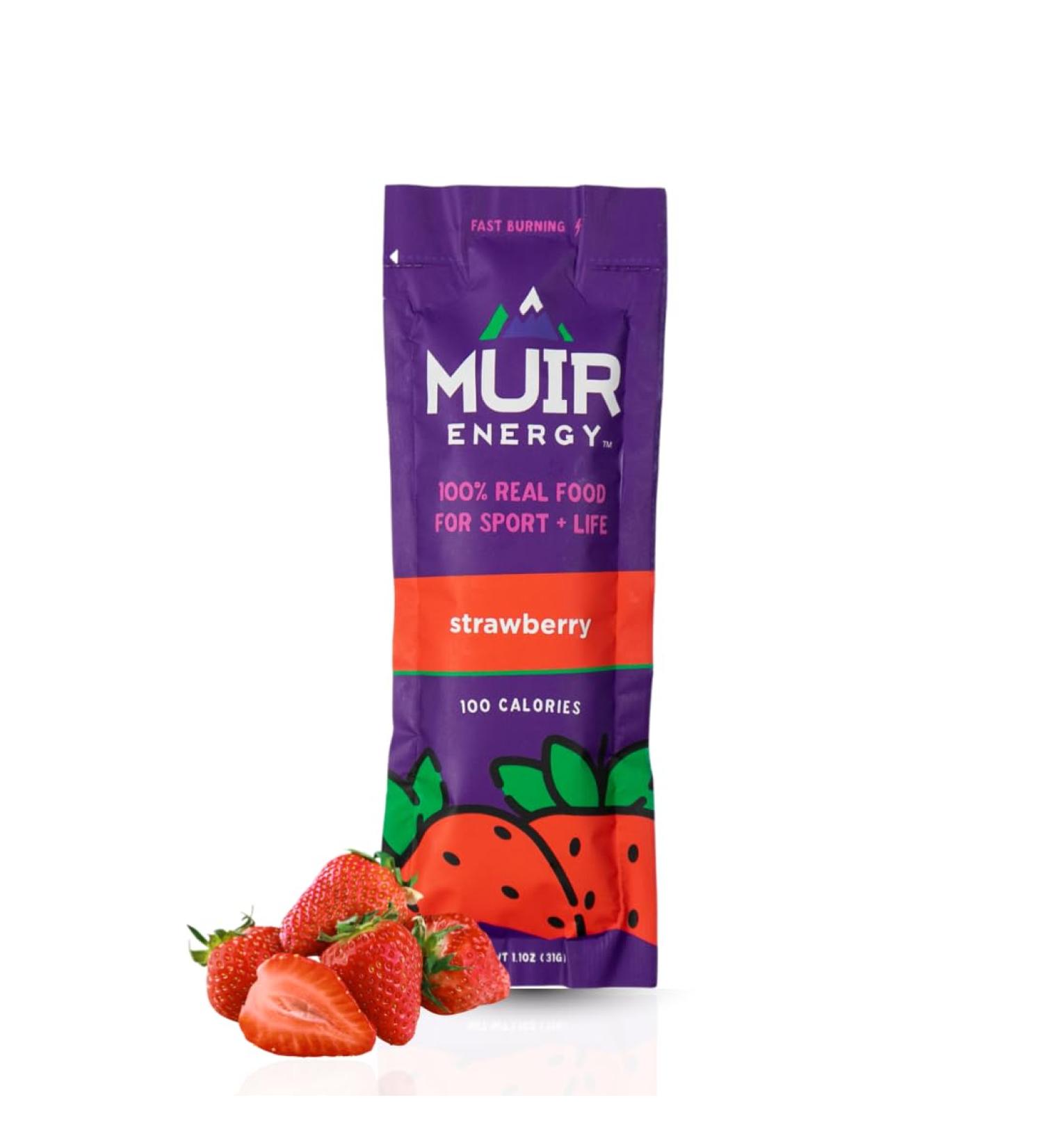MUIR Strawberry Real Food Energy Gel - 10 Count | Organic Vegan Paleo Non-GMO Gluten-Free Fast Burning Endurance Gel | Clean Energy for Runners Cyclists & Athletes | No Artificial Flavors Strawberry 10 Pack - Buy Online on GoSupps.com