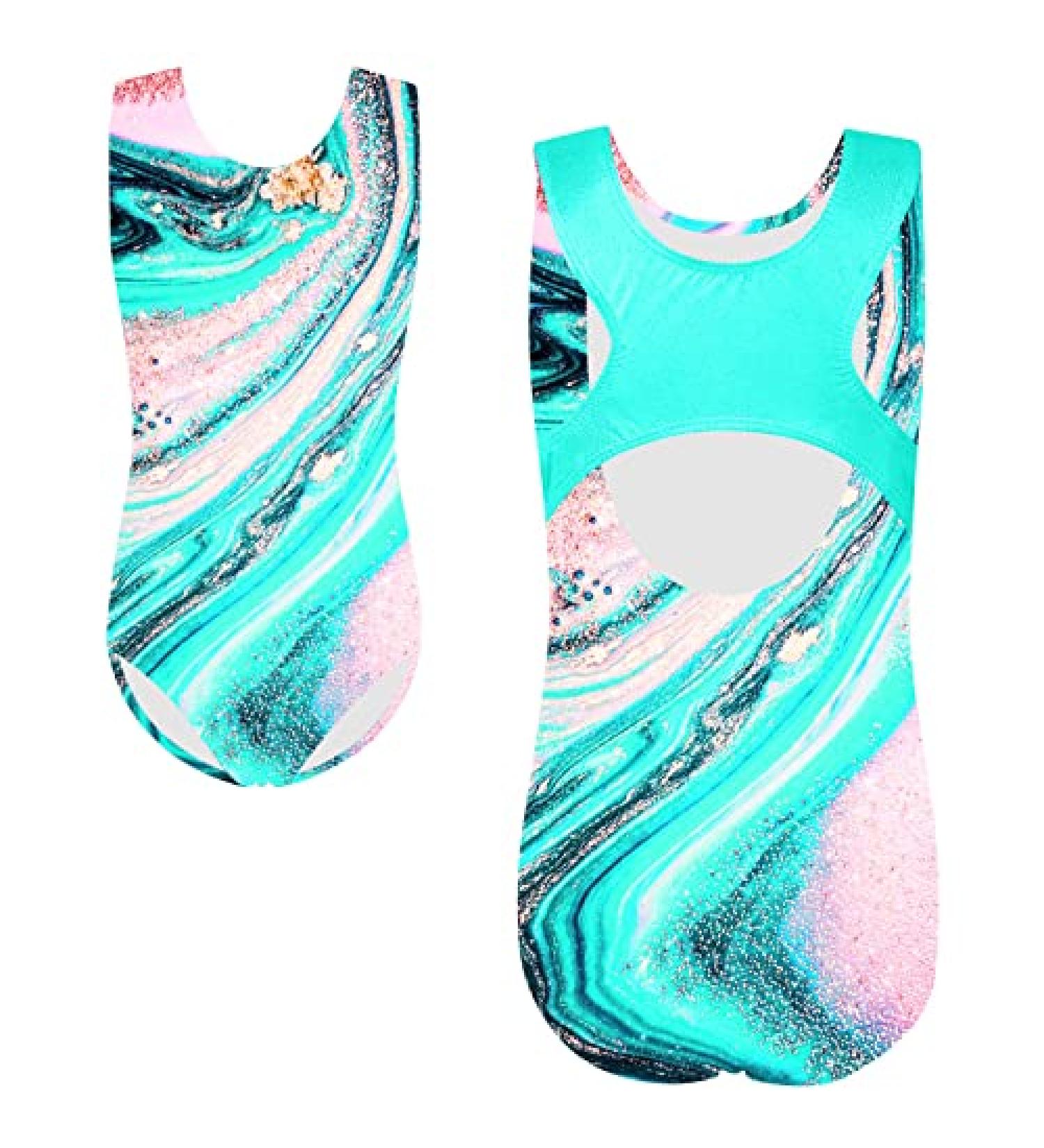 TFJH E Girls Gymnastics Leotard Sparkle Athletic Activewear 8-9 Years - Cyan Pink - Buy Online on GoSupps.com