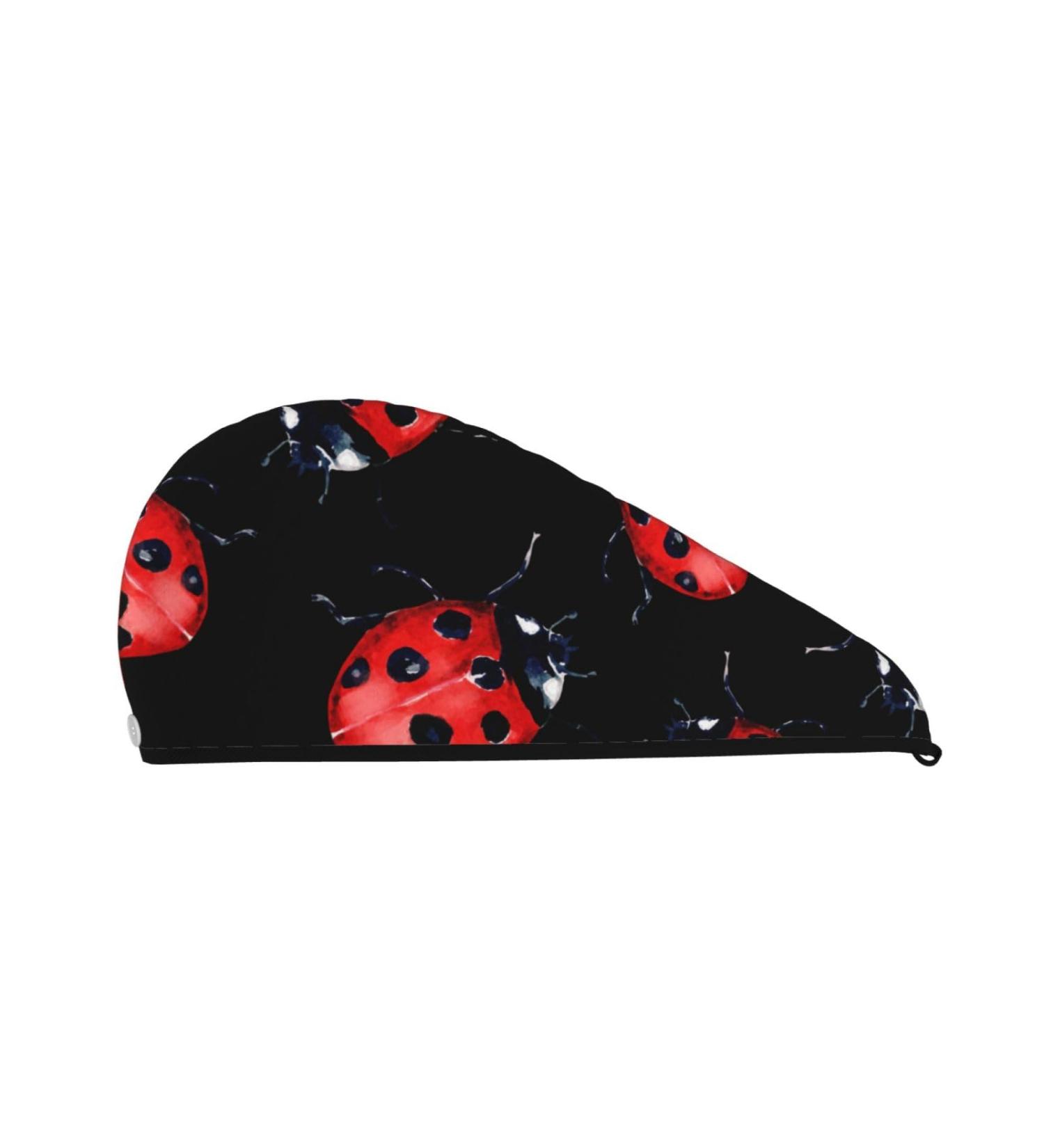 Beautiful Red Ladybug Microfiber Hair Towel Soft Super Absorbent Quick-Dry Wrap for Long Curly & Thick Hair - Buy Online on GoSupps.com