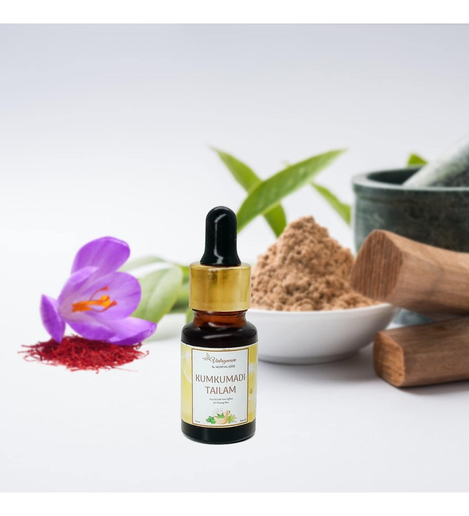 Vintageware Natural Kumkumadi Tailam Face Oil for Glowing Skin Radiant & Youthful Complexion (10ml) 10 ml (Pack of 1) - Buy Online on GoSupps.com
