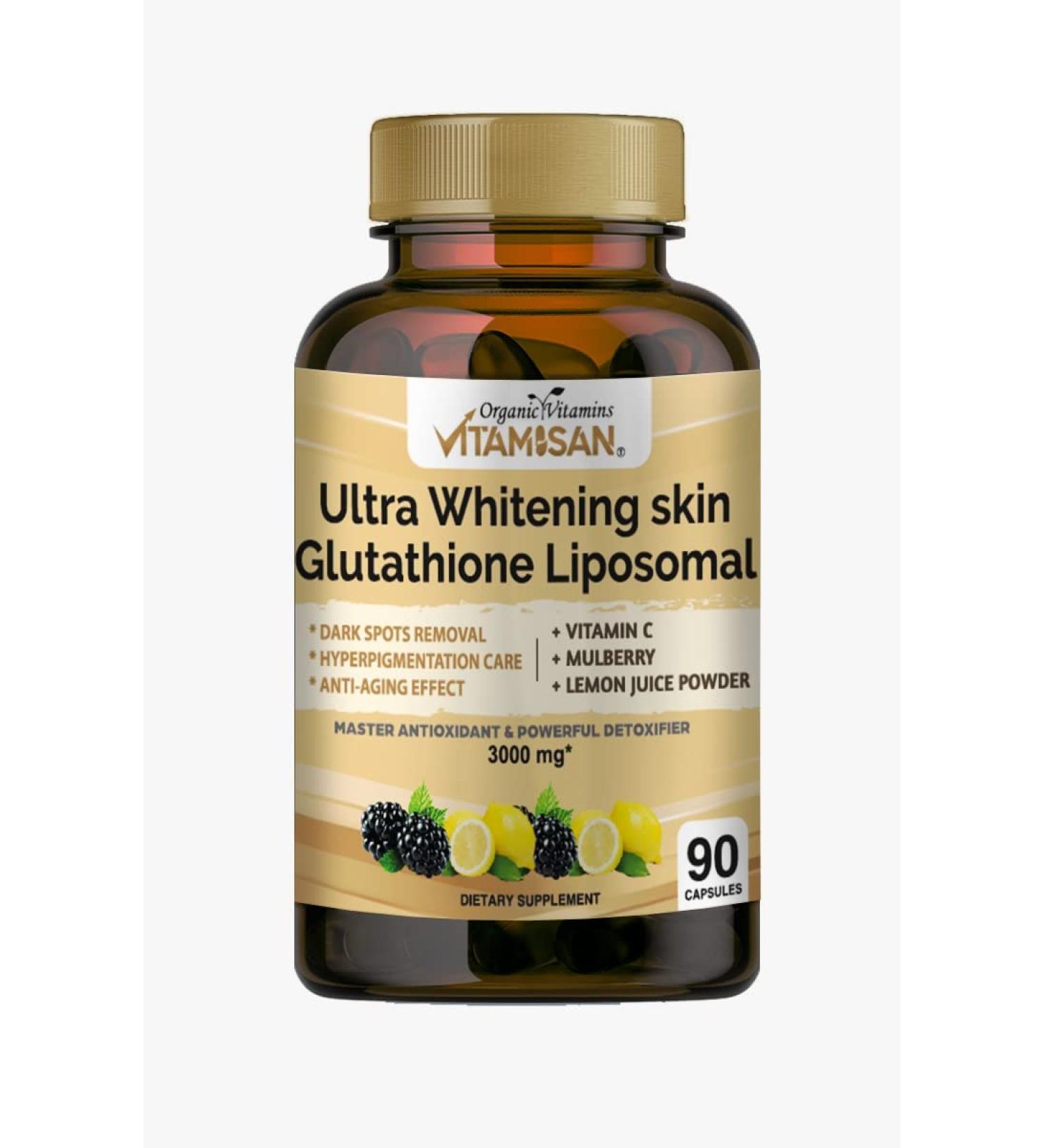 VITAMISAN Glutathione Liposomal NAC Milk Thistle Collagen 3000mg - 90 Capsules | Made in USA - Buy Online on GoSupps.com