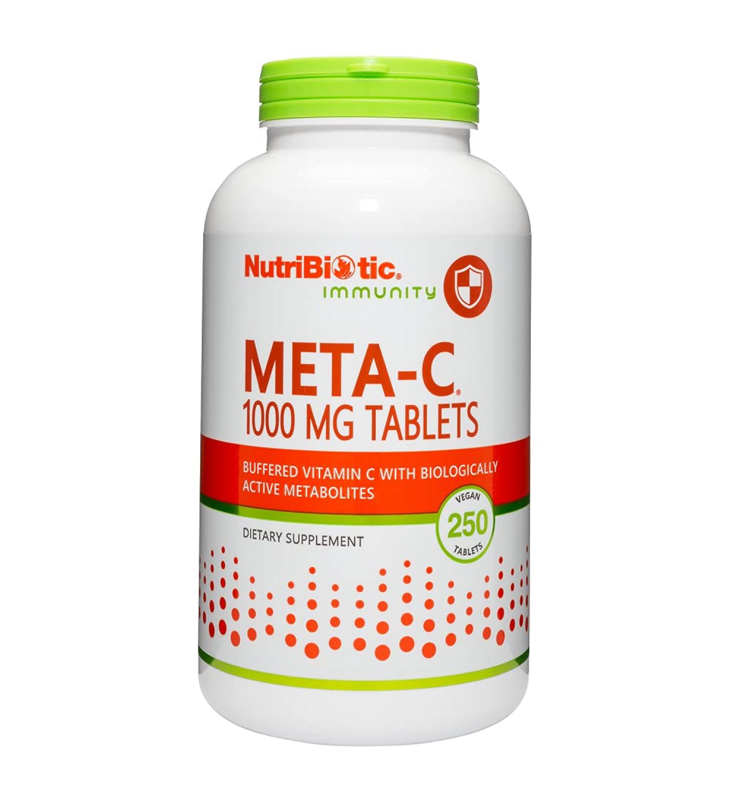 NutriBiotic Immunity Meta-C 1000 mg - 250 Vegan Tablets for Optimal Immune Support - Buy Online on GoSupps.com