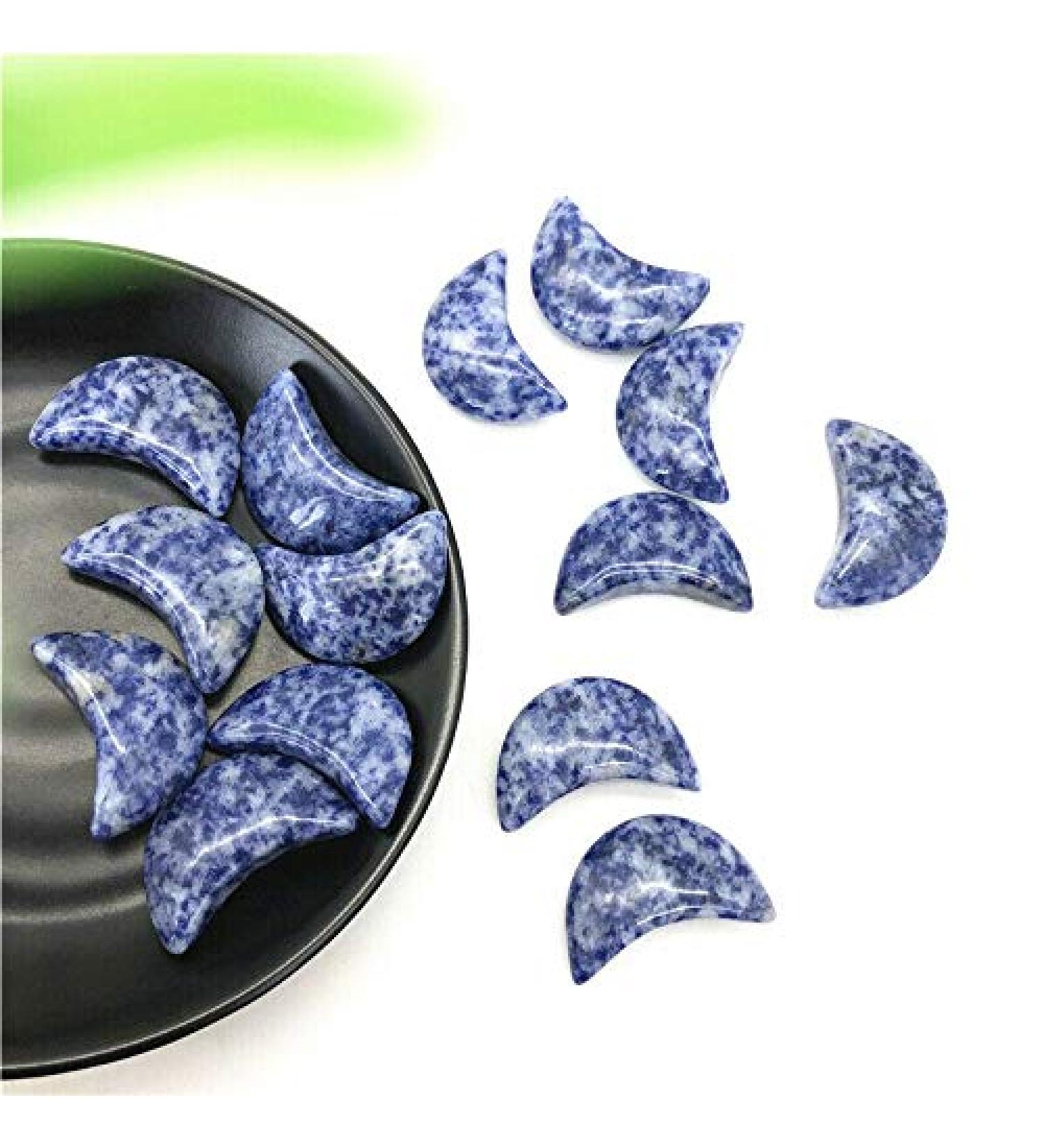 Natural Crystal Rough 1PC Natural Blue Dot Jasper Moon Shaped Crystal Gemstone Stones Decor Crafts Natural Stones and Crystals - Buy Online on GoSupps.com