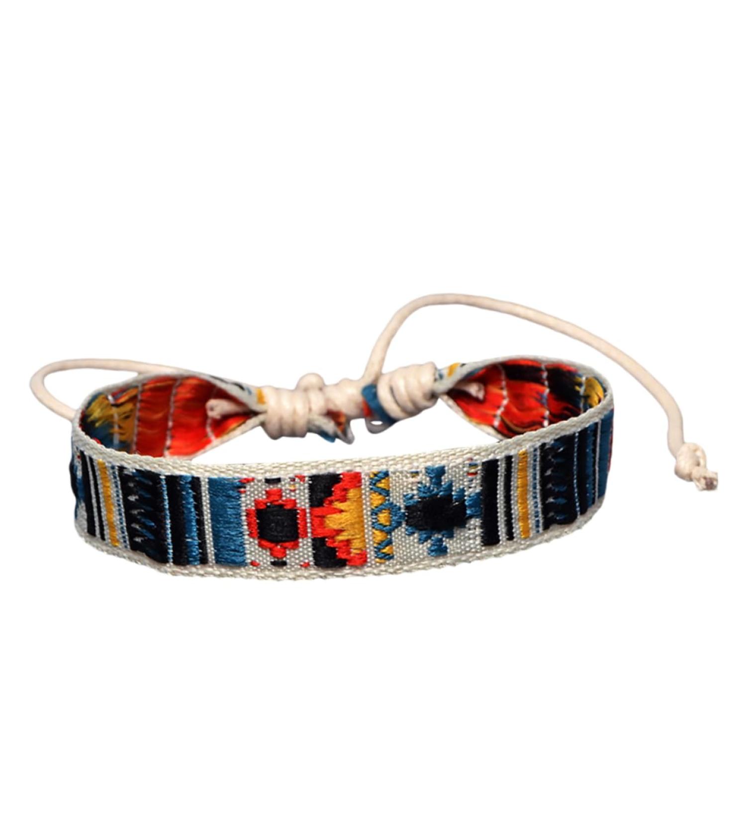 CALLARON 1pc Embroidered Ethnic Bracelet Tribal Jewelry Fabric Wirstlet Bracelets for Women Embroidered Wrist Chain Hand Bohemian Jewelry Rope Ribbon Cotton Rope Braided Rope Miss - Buy Online on GoSupps.com