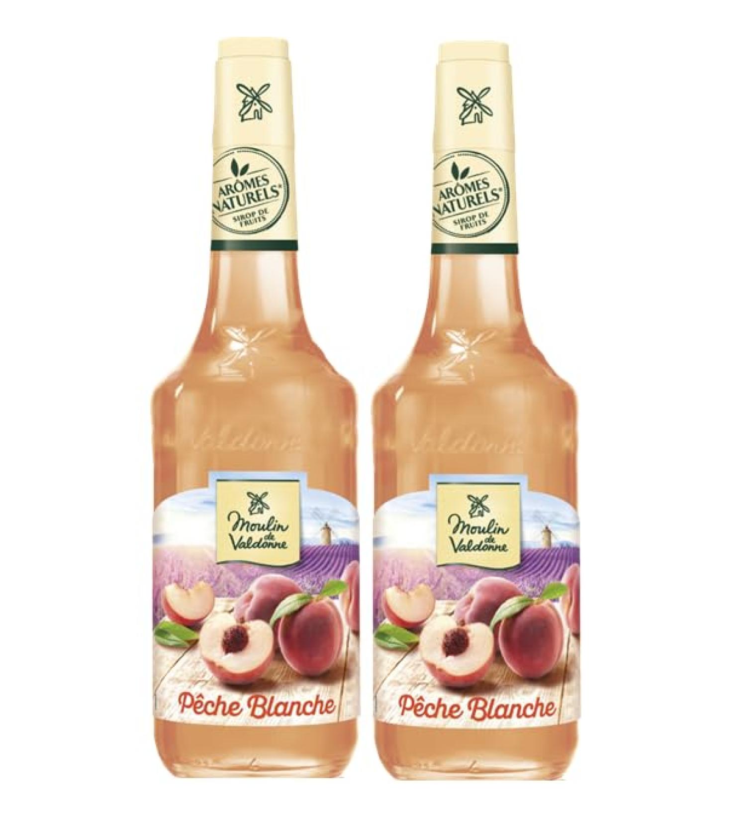 Moulin de Valdonne White Peach Syrup for Refreshing Drinks Cocktail with or without Alcohol 2 Bottles 70 cl - Buy Online on GoSupps.com