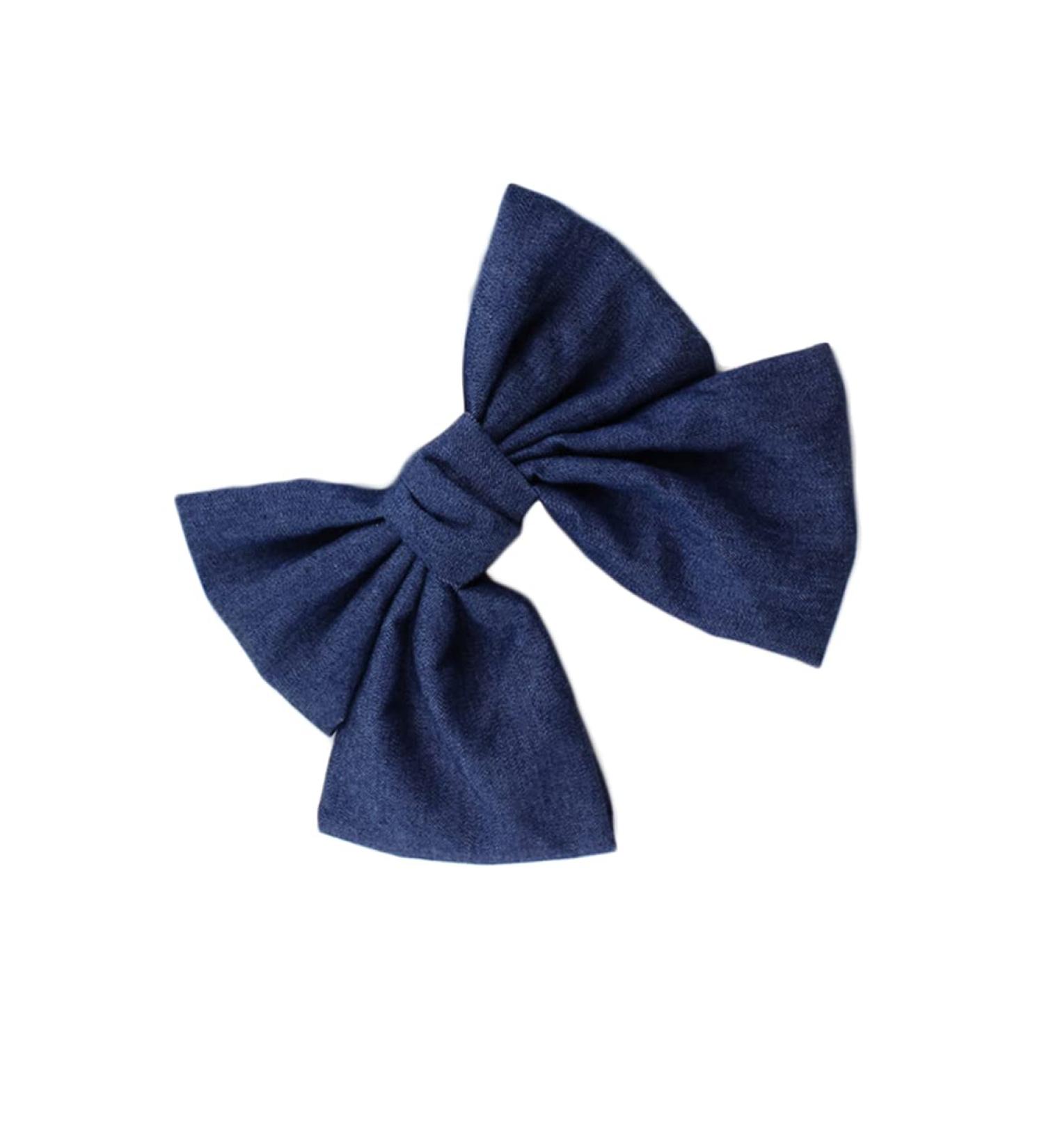 Woman Denim Brooch Flower Girls Blue Jeans Hair Clip Lady Hairgrips HairPin JW02 (Hair Clips-Dark Blue)