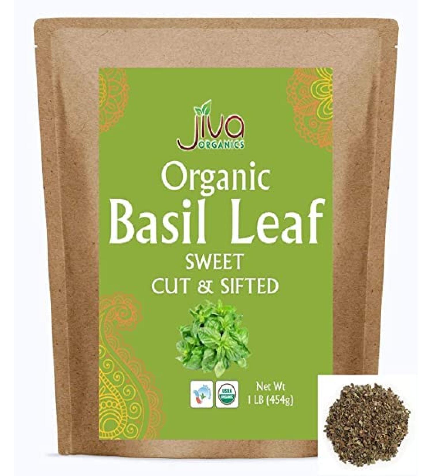 Jiva Organic Dried Basil Leaves 1lb Bulk Bag - Non-GMO, Cut & Sifted Basil Spice - Buy Online on GoSupps.com