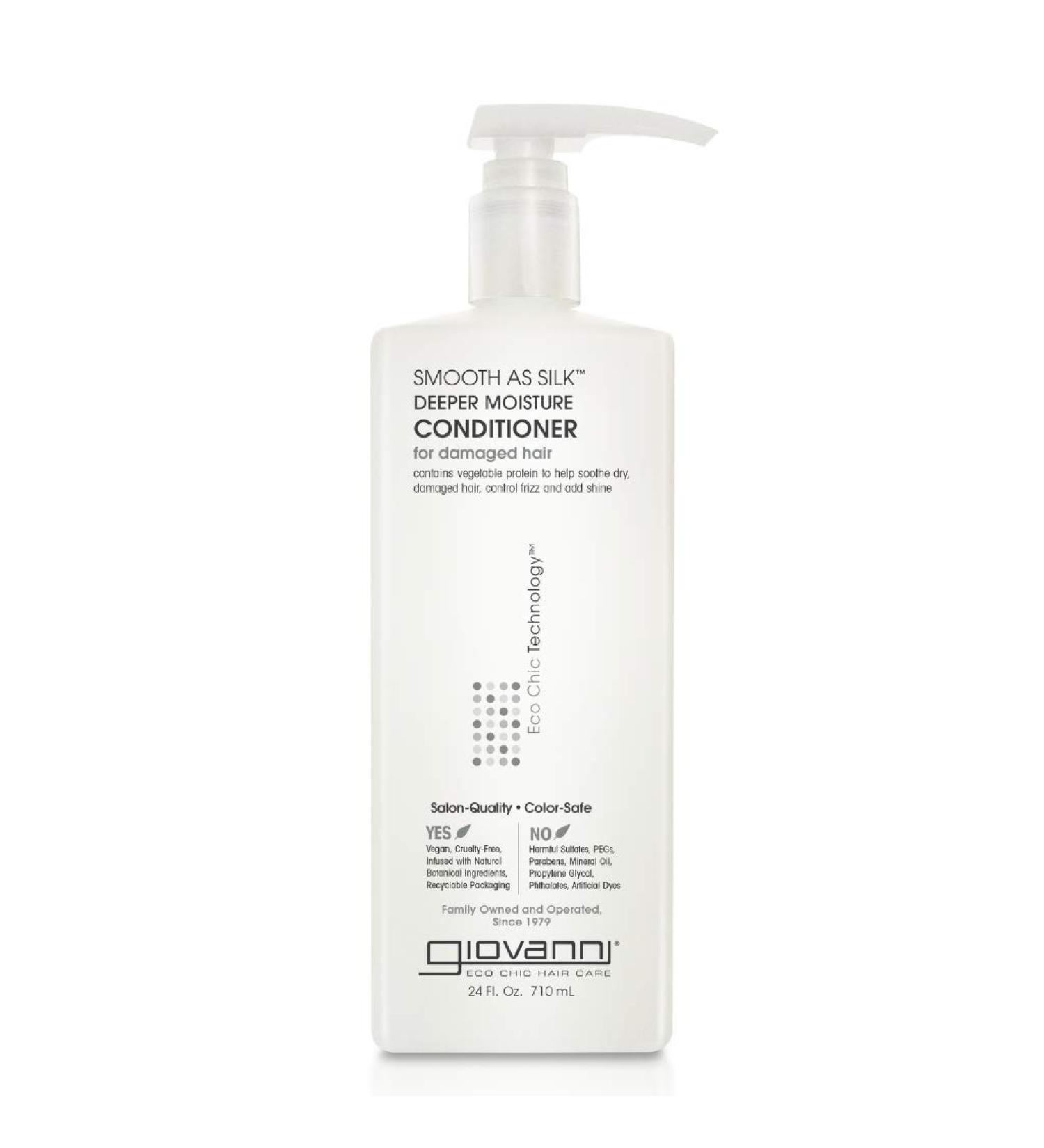 GIOVANNI Eco Chic Smooth as Silk Conditioner 24 oz - Frizz Control, Color Safe, Sulfate & Paraben Free, Apple & Aloe Extracts - Buy Online on GoSupps.com