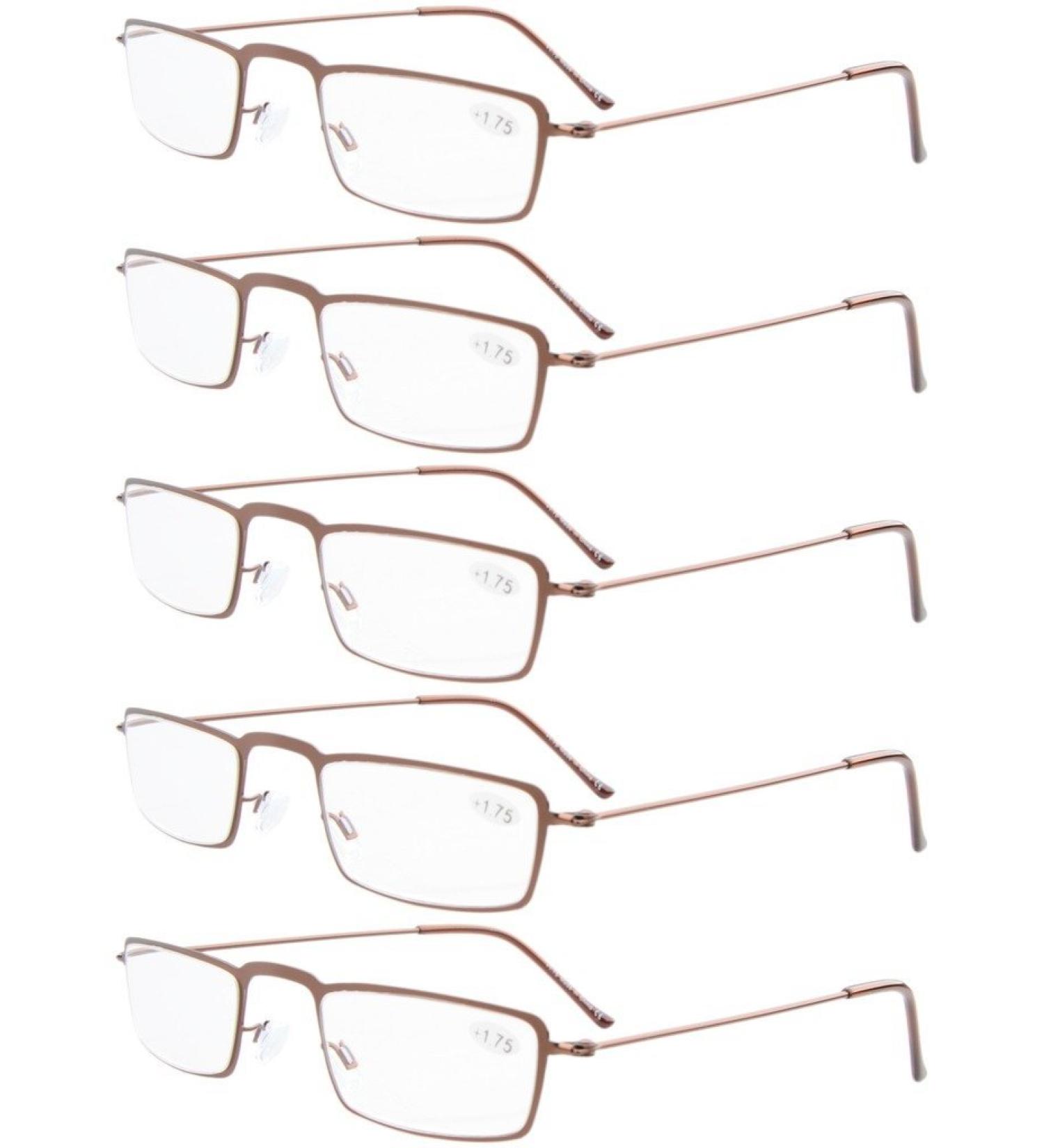 Eyekepper 5-Pack Stainless Steel Half-Eye Reading Glasses +1.00 - Stylish Brown Readers for All Ages - Buy Online on GoSupps.com