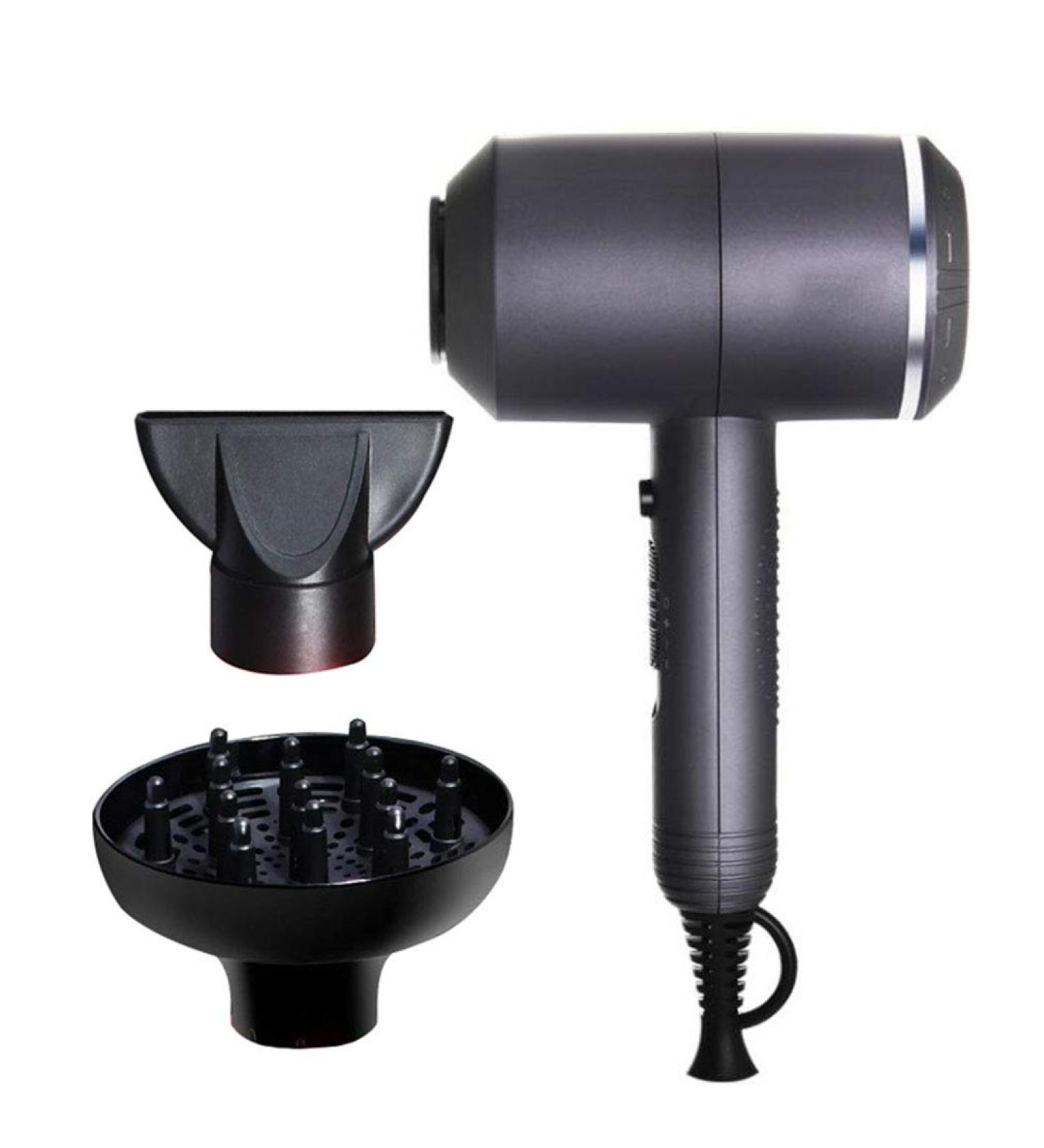 Professional Hair Dryer 1800W with Nozzle Diffuser Negative Ion Travel Hair Dryer 3 Heating Levels 2 Cooling Levels Silent (Gray) - Buy Online on GoSupps.com