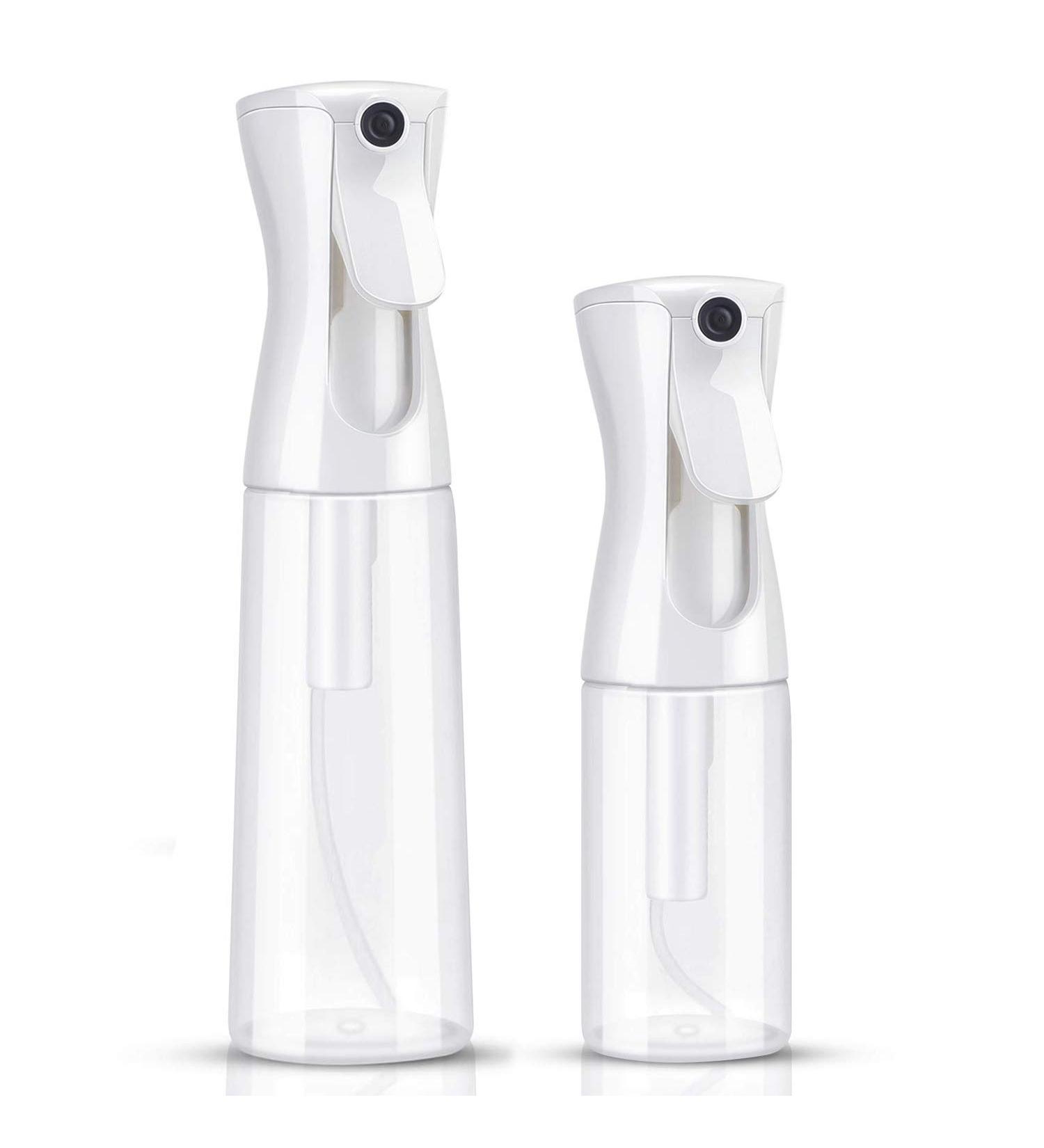 2 Pack Clear Hair Spray Bottles - Fine Mist Continuous Spray for Hairstyling, Cleaning, Plants, and Skin Care - 5.4oz and 10oz - Buy Online on GoSupps.com