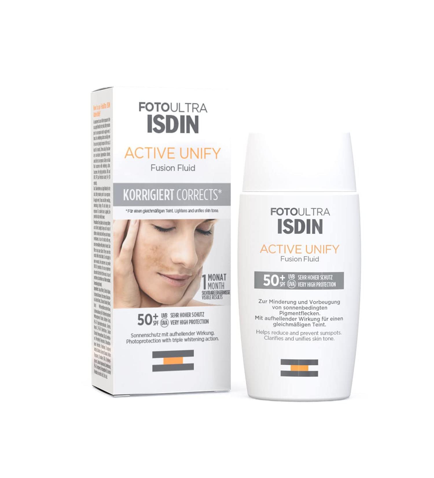 ISDIN FotoUltra Active Unify SPF 50+ | Brightening Sunscreen | Triple Effect | 50ml - Shop Internationally - Buy Online on GoSupps.com