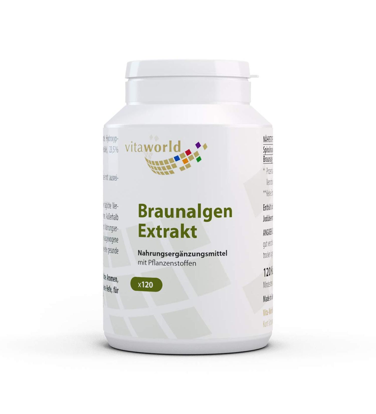Vita World Pack of 3 Brown Seaweed Extract 500mg 3x 120 Capsules Made in Germany
