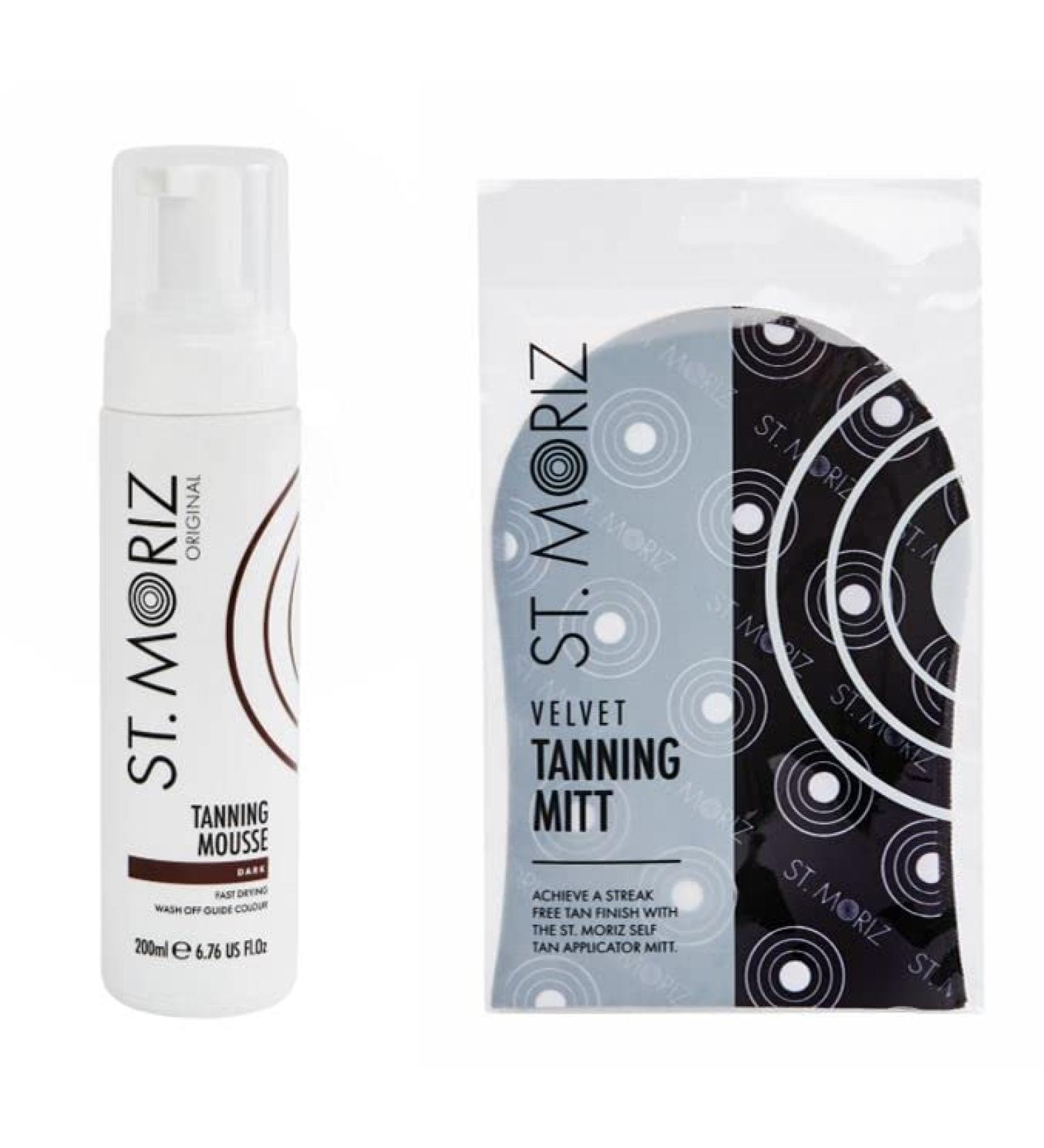 St. Moriz Self-Tanning Mousse Dark 200ml & Applicator Glove - Buy Online for Flawless Tan - Buy Online on GoSupps.com