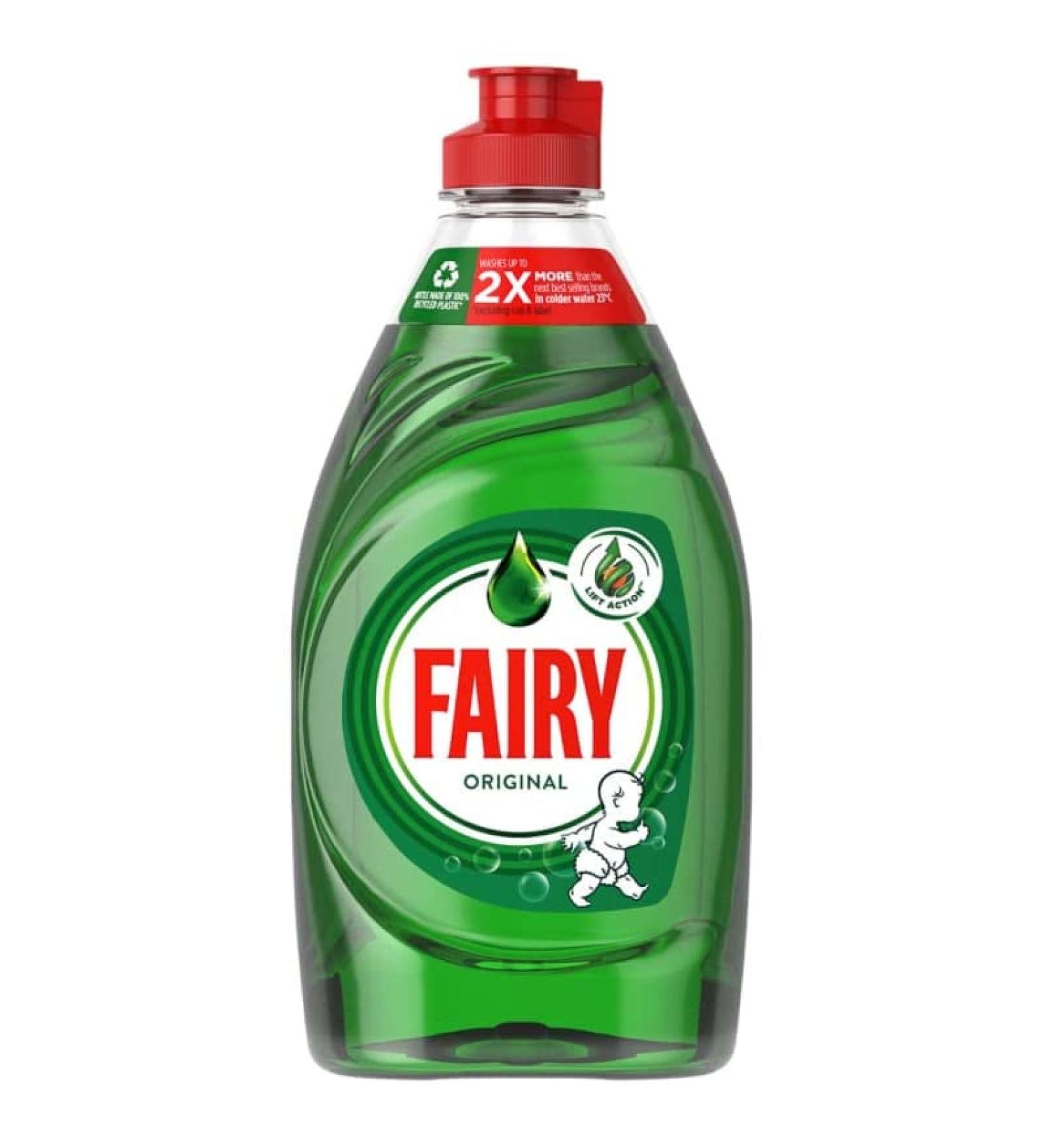 Fairy Original Washing Up Liquid Green with LiftAction | Dishes Grease Cleaner | 320ML | (Pack of 2) - Buy Online on GoSupps.com
