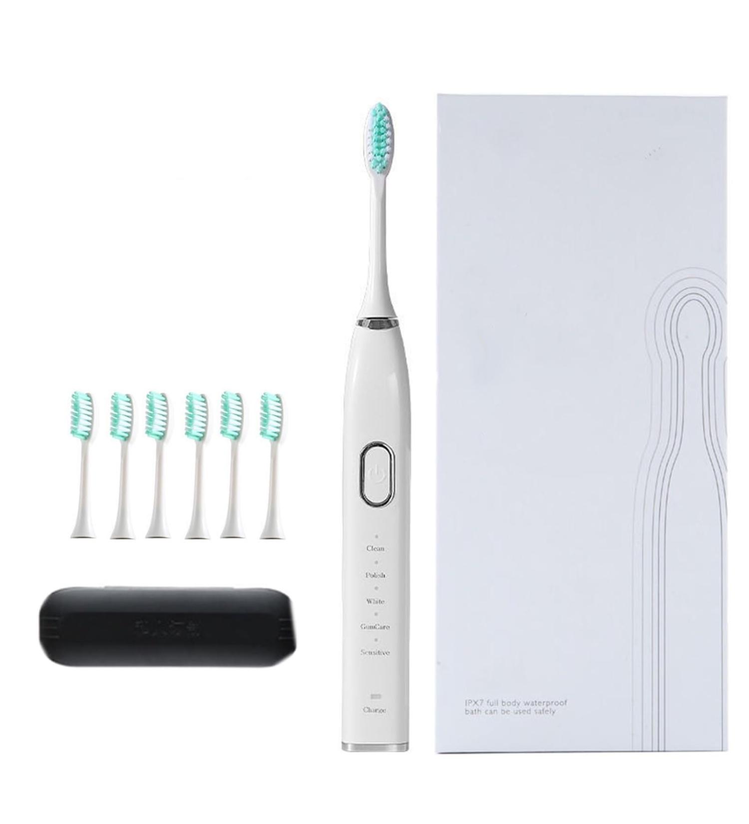 Magnetic Levitation Electric Toothbrush - 6 Brush Heads 90 Days Battery Life Adults - White Color - Buy Online on GoSupps.com