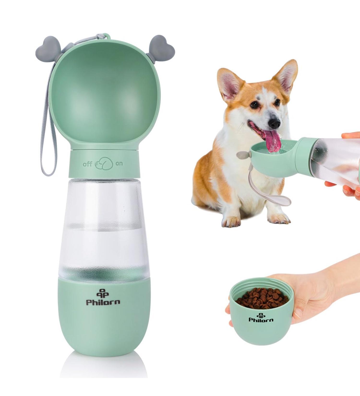 Philorn 350ml Portable Dog Drinking Bottle | BPA-Free 100% Leak-Proof | Cat & Dog Water Bottle & Food Mug | Mint Green - Buy Online on GoSupps.com