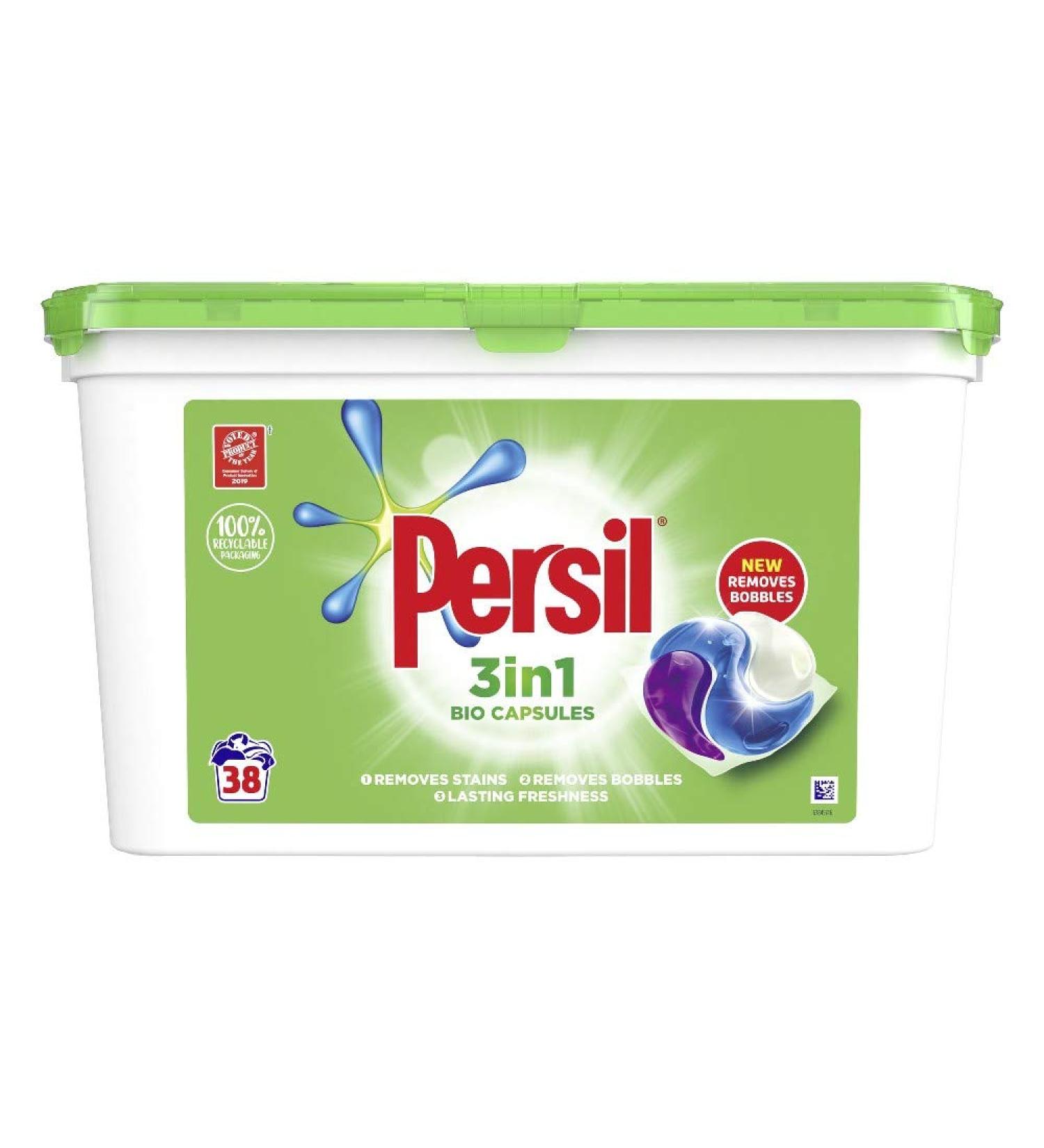 Persil Bio 3 in 1 Laundry Detergent Pods Mega Refill Pack - 38 Wash Count, Plant-Based Stain Removal with Comfort Freshness, Biodegradable Ingredients - Modern 38ct Pack - Buy Online on GoSupps.com