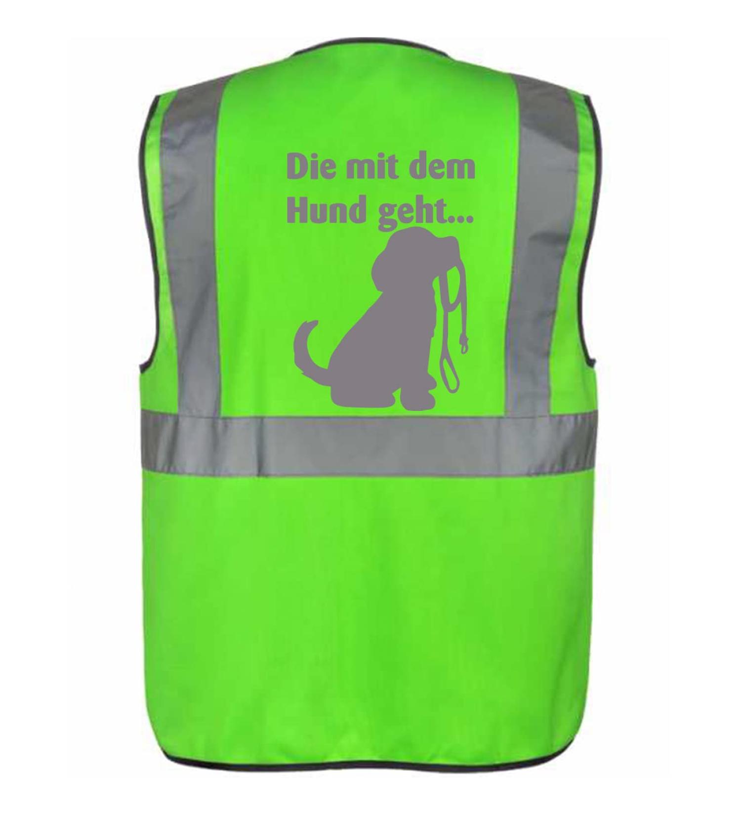 Funny Dog Owner Safety Vest - 'DIE mit dem Hund gehen' | Neon Green XL | International Shipping - Buy Online on GoSupps.com