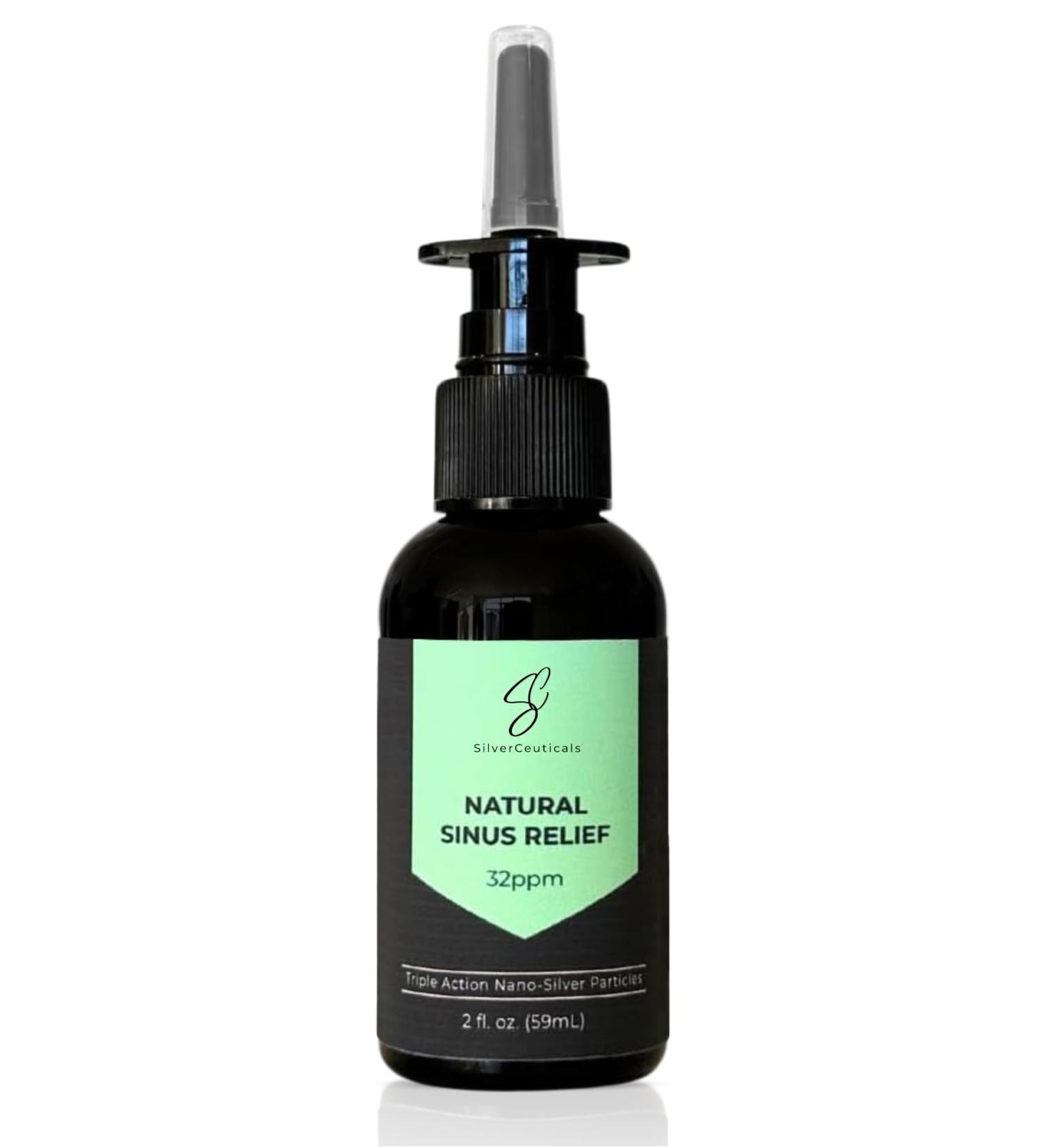 Sinus Relief Spray with Colloidal Silver - Natural Allergy & Congestion Relief - 2oz Nasal Decongestant - Clear & Thin Mucus - 100% Natural Ingredients - Buy Online on GoSupps.com