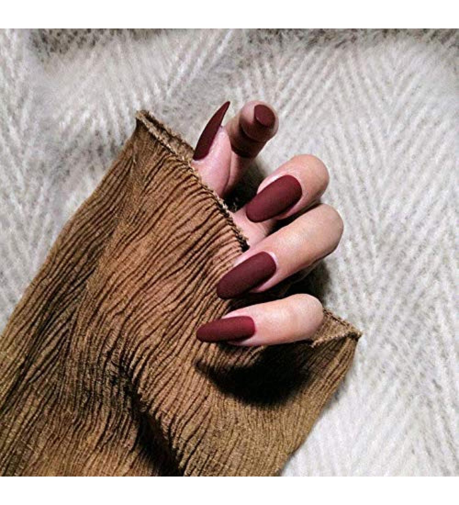 24Pcs Matte Press on Nails Red Long Fake Nails Artificial Full Cover Nails for Women and Girls (Red) - Buy Online on GoSupps.com