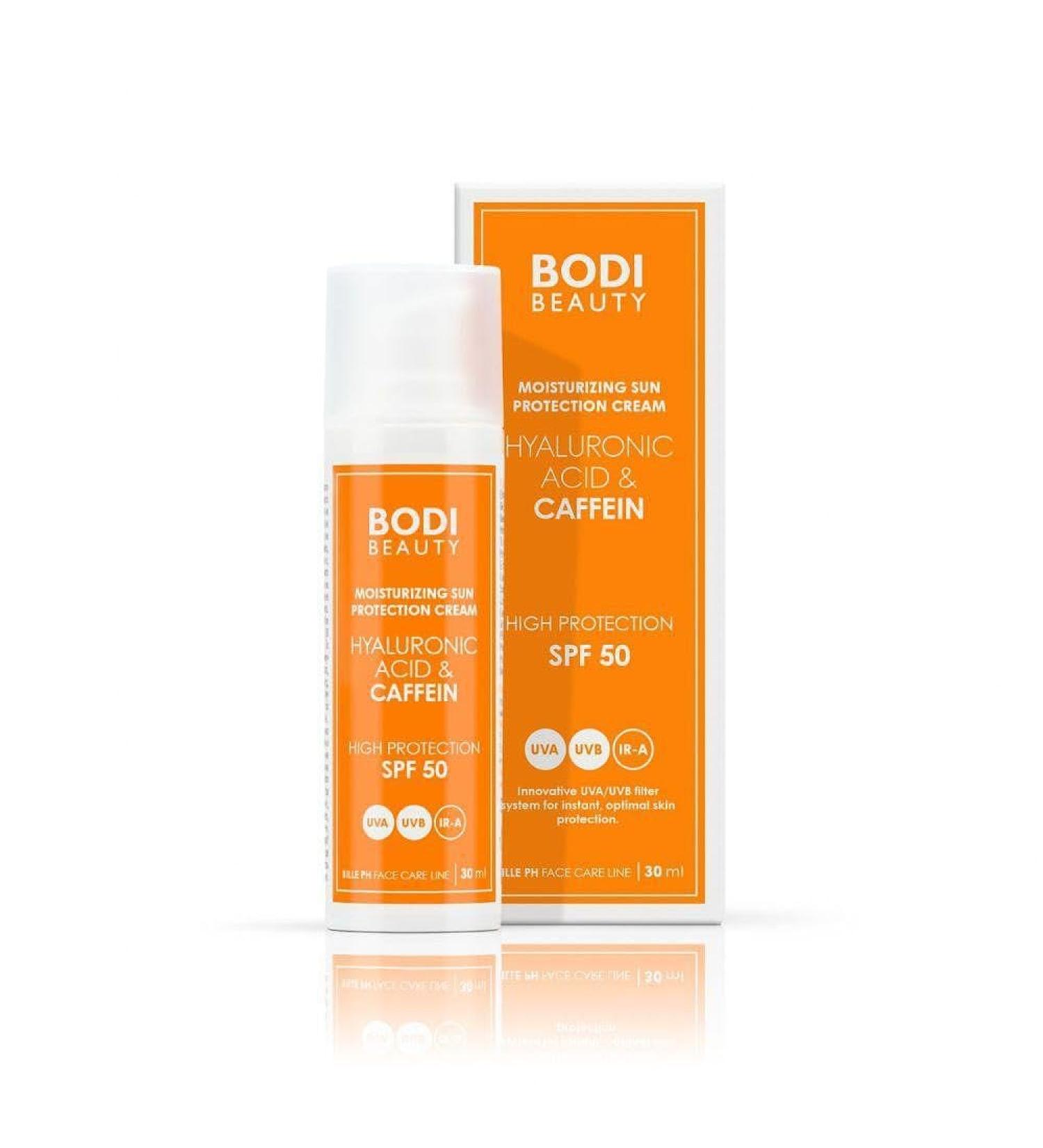 BODI BEAUTY LTD SPFLSF 50 Facial sun cream 30 ml UV filter protects with hyaluronic acid and caffeine IRA active thermal ferment waterresistant noncomedogenic quickly absorbed suitable for makeup