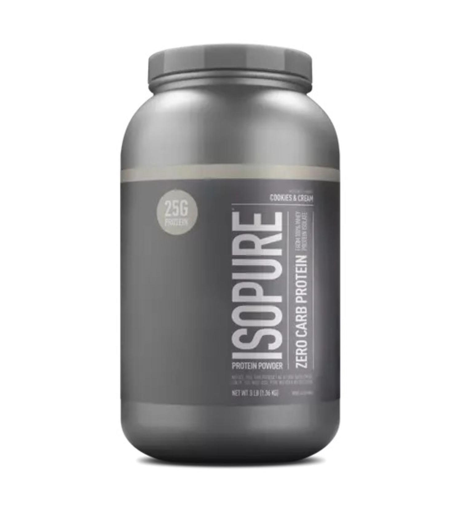 Isolate Pure Iso Pure Zero Carb Protein Powder | From 100% Whey Protein Isolate | 25g Protein 110 Calories 0g Carbs | Lactose Free Sugar Free Gluten Free Added Vitamins & Minerals | 44 Servings 3LB (Cookies & Cream) Cookies & Cream 1.36 kg (Pack of 1) - Buy Online on GoSupps.com