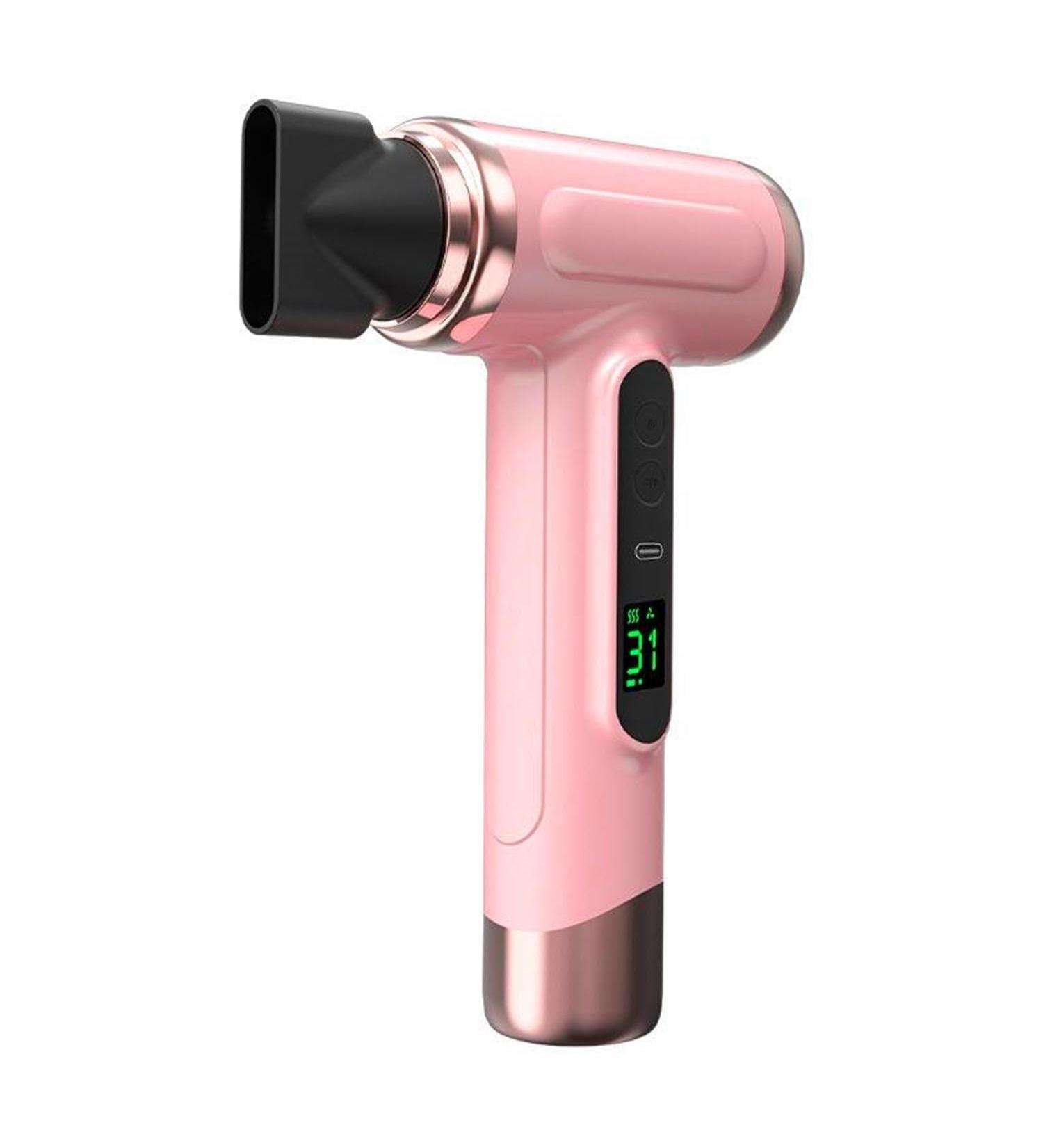 Portable Cordless Hair Dryer Hot/Cold Wind Blow Dryer Type-C USB Rechargeable Cordless Hair Dryer with Digital Screen Travel Blowdryer for Women Infants Kids Pink - Buy Online on GoSupps.com